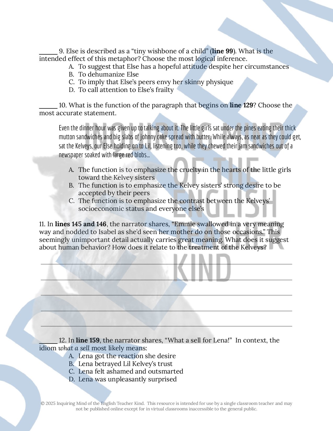 "The Doll's House" by Katherine Mansfield Quiz, Close Reading Worksheet, Vocabulary Games, and Answer Keys from Inquiring Mind of the English Teacher Kind