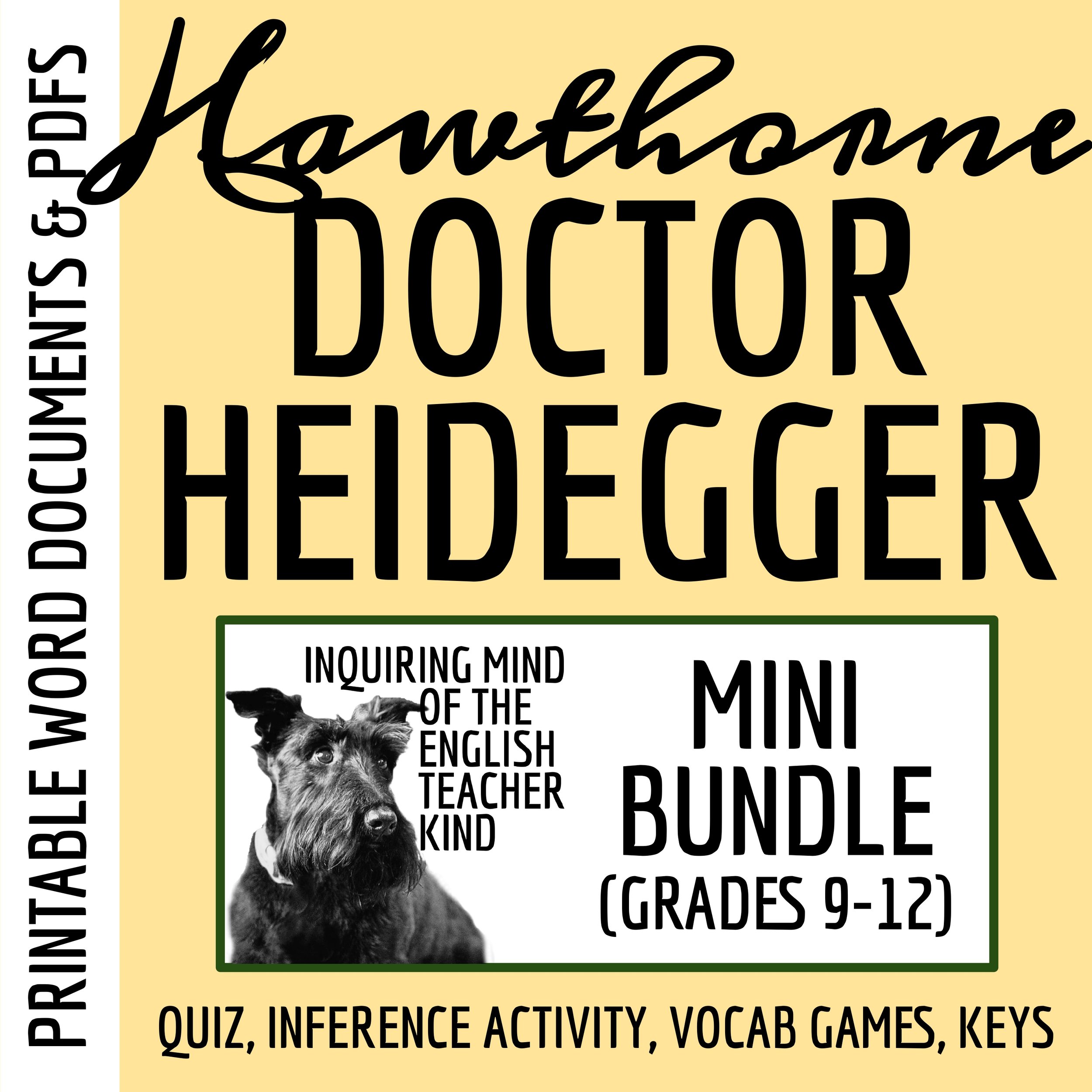 "Dr. Heidegger's Experiment" Quiz, Inference Worksheet, and Vocabulary Games