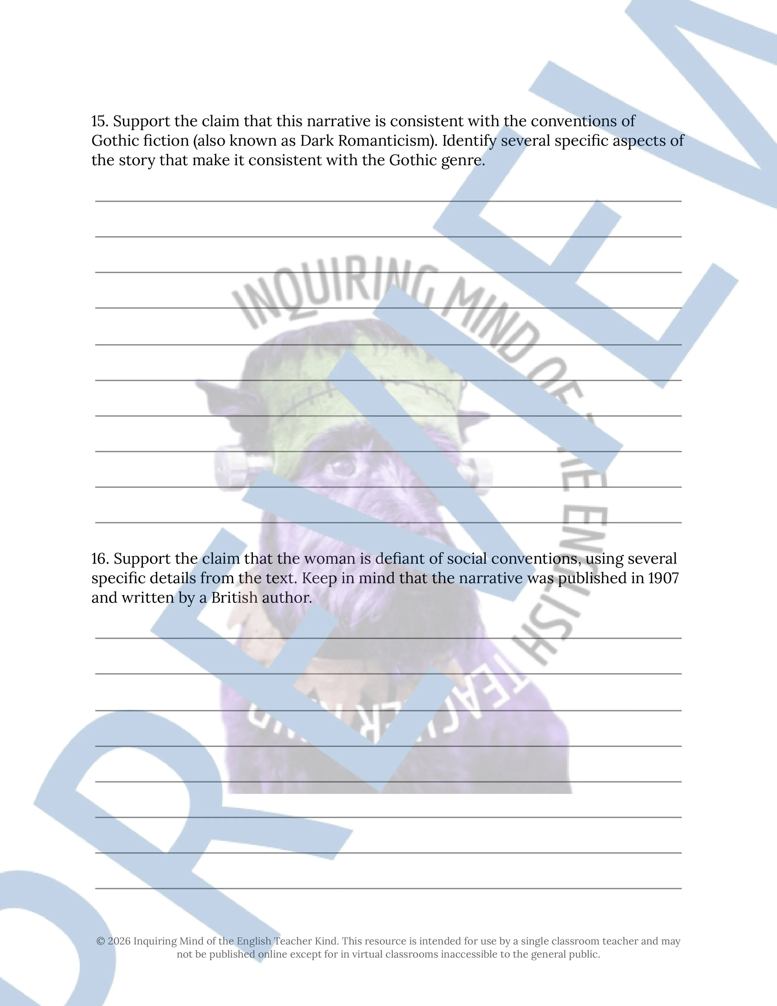Woman's Ghost Story Close Reading Analysis Worksheet - High School English Activities  (5).jpg