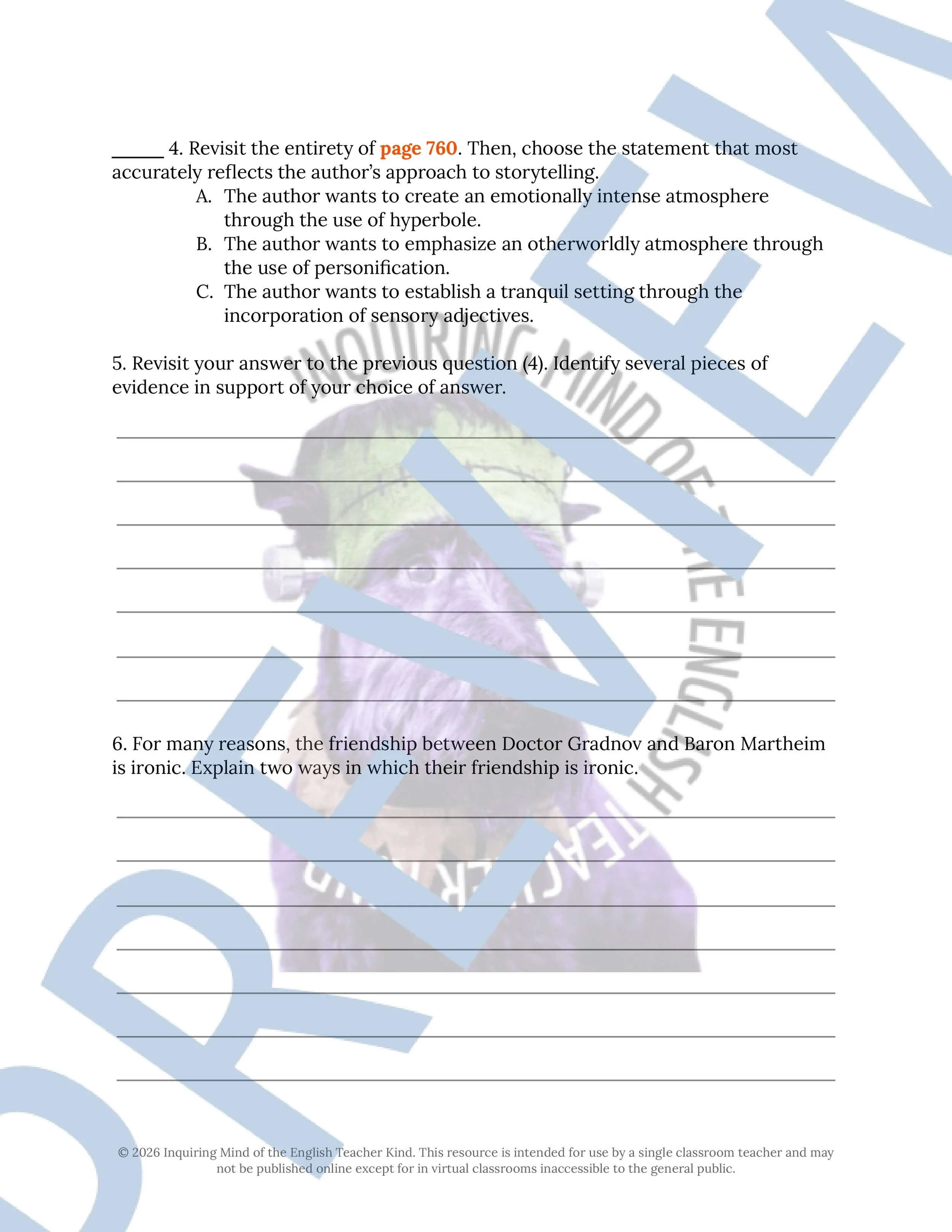 The Werewolf's Howl by Brooke Byrne Close Reading Analysis Worksheet and Answer Key (2).jpg