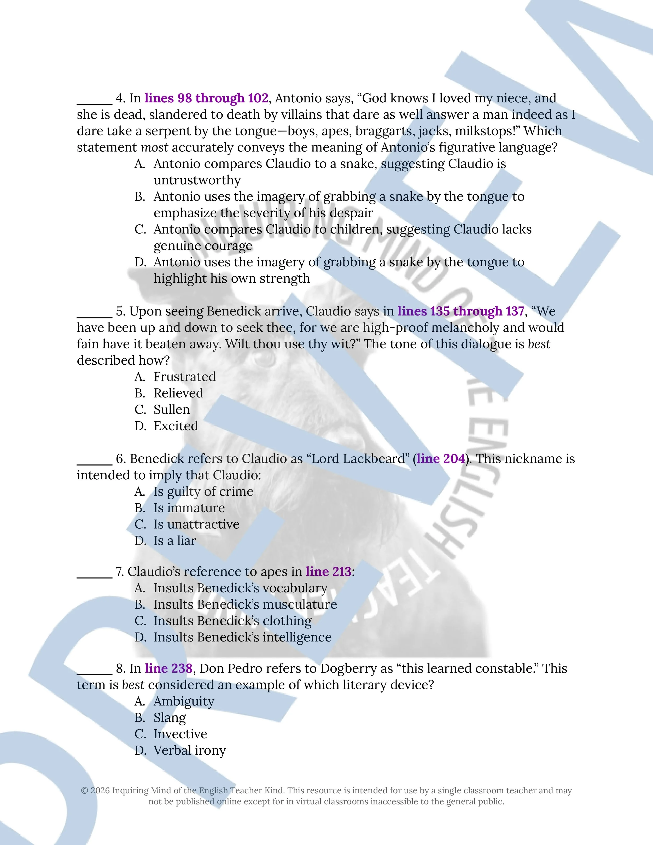 Much Ado About Nothing Act 5.1 Close Reading Analysis Worksheet (2).jpg