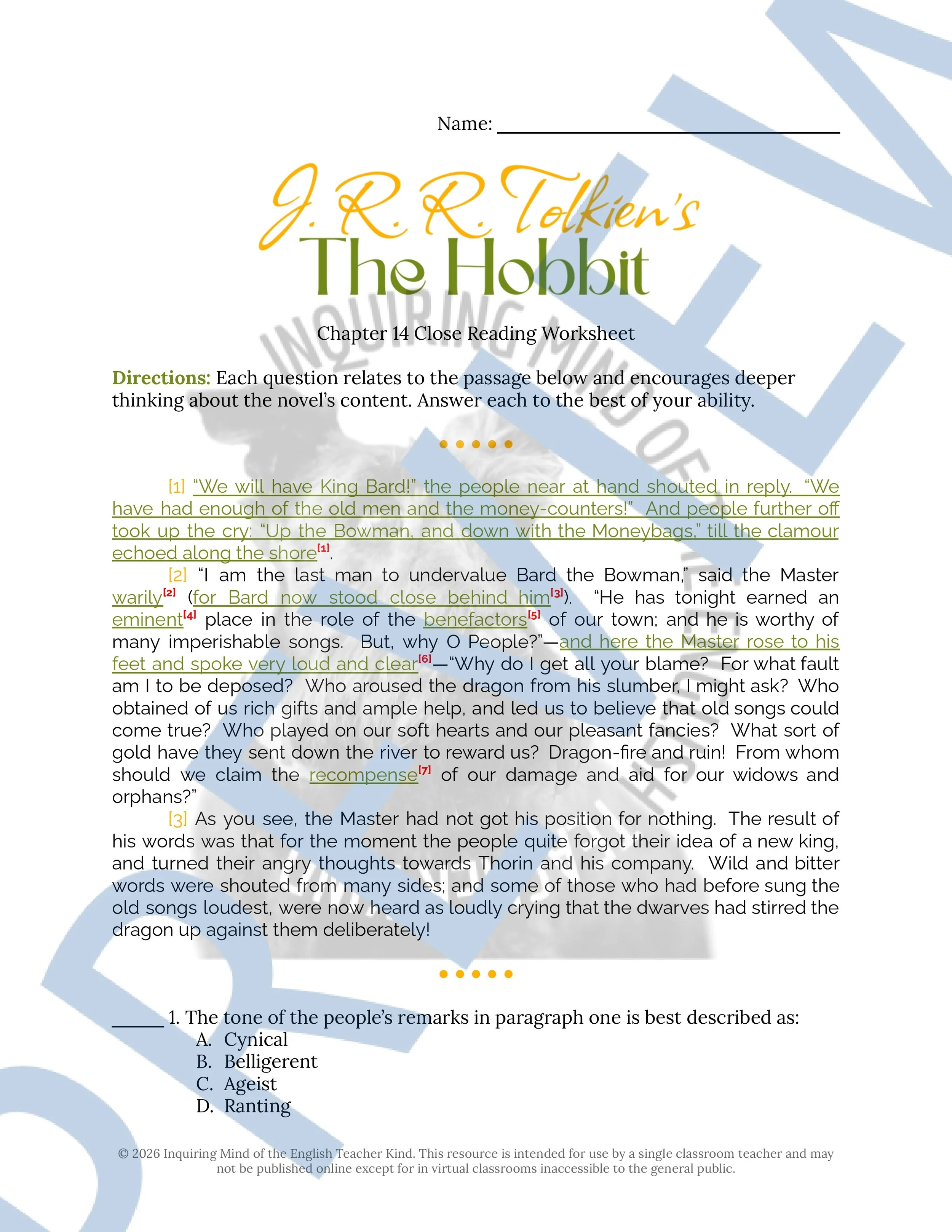 The Hobbit Chapter 14 Close Reading Analysis Worksheet (1).jpg