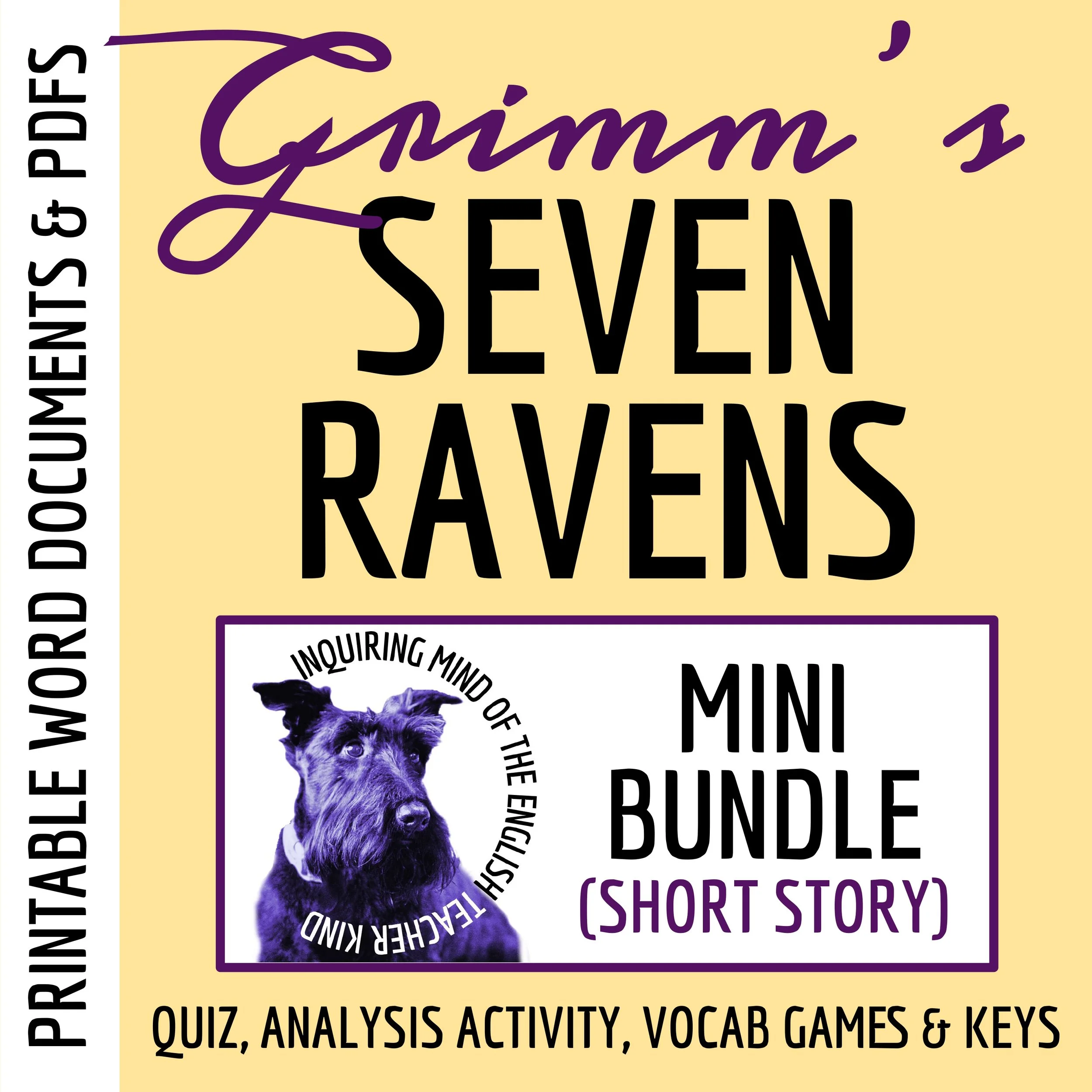 "The Seven Ravens" Quiz, Close Reading Activity, and Vocabulary Games Bundle