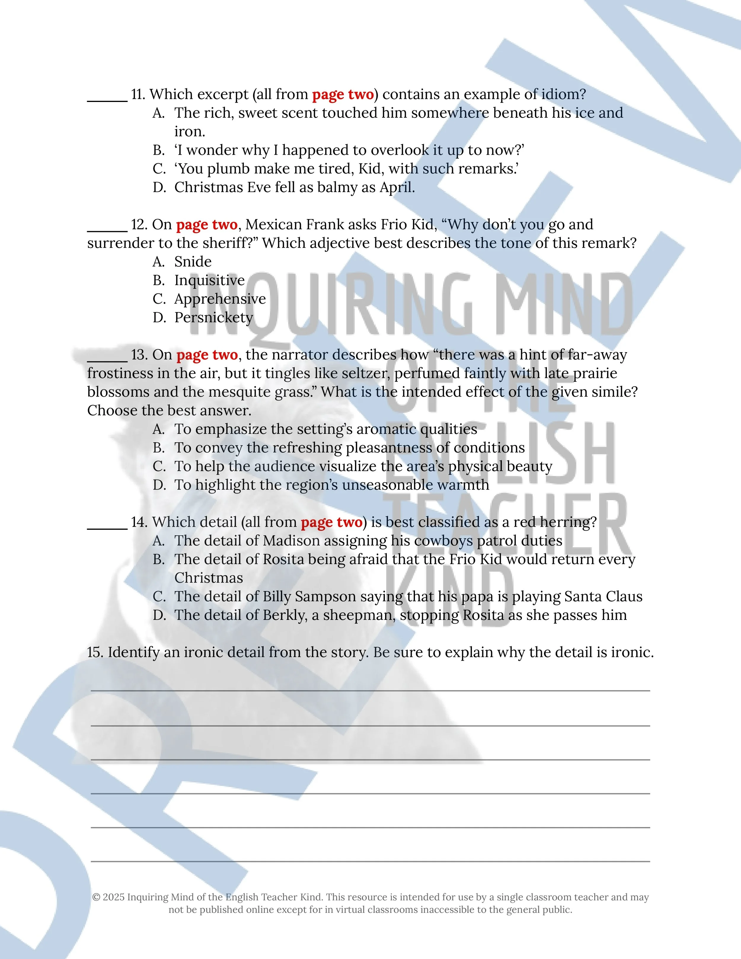 A Chaparral Christmas Gift by O. Henry Literary Analysis Worksheet (4).jpg