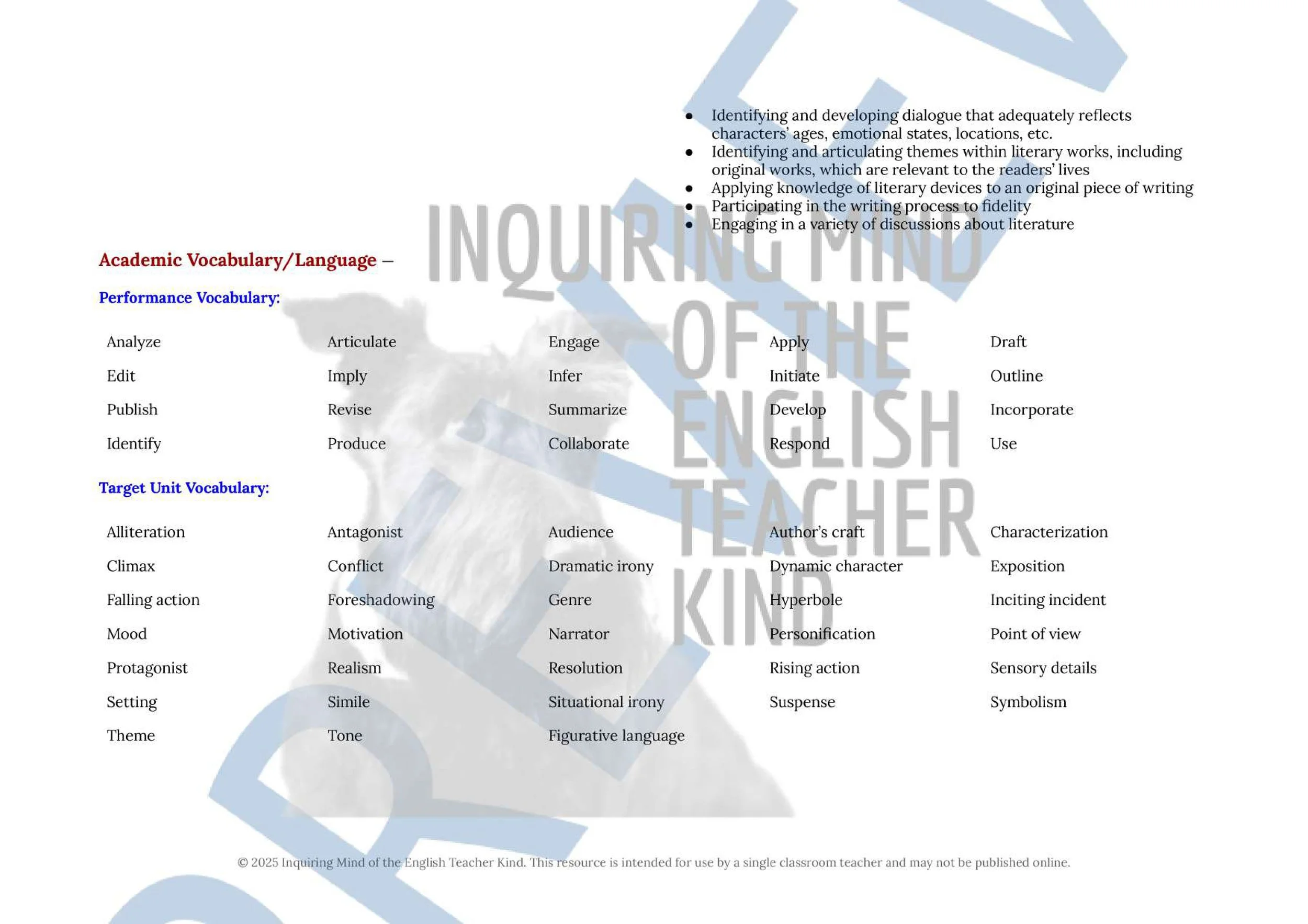 High School Creative Writing Unit Plan for Realistic Fiction Short Stories by Inquiring Mind of the English Teacher Kind