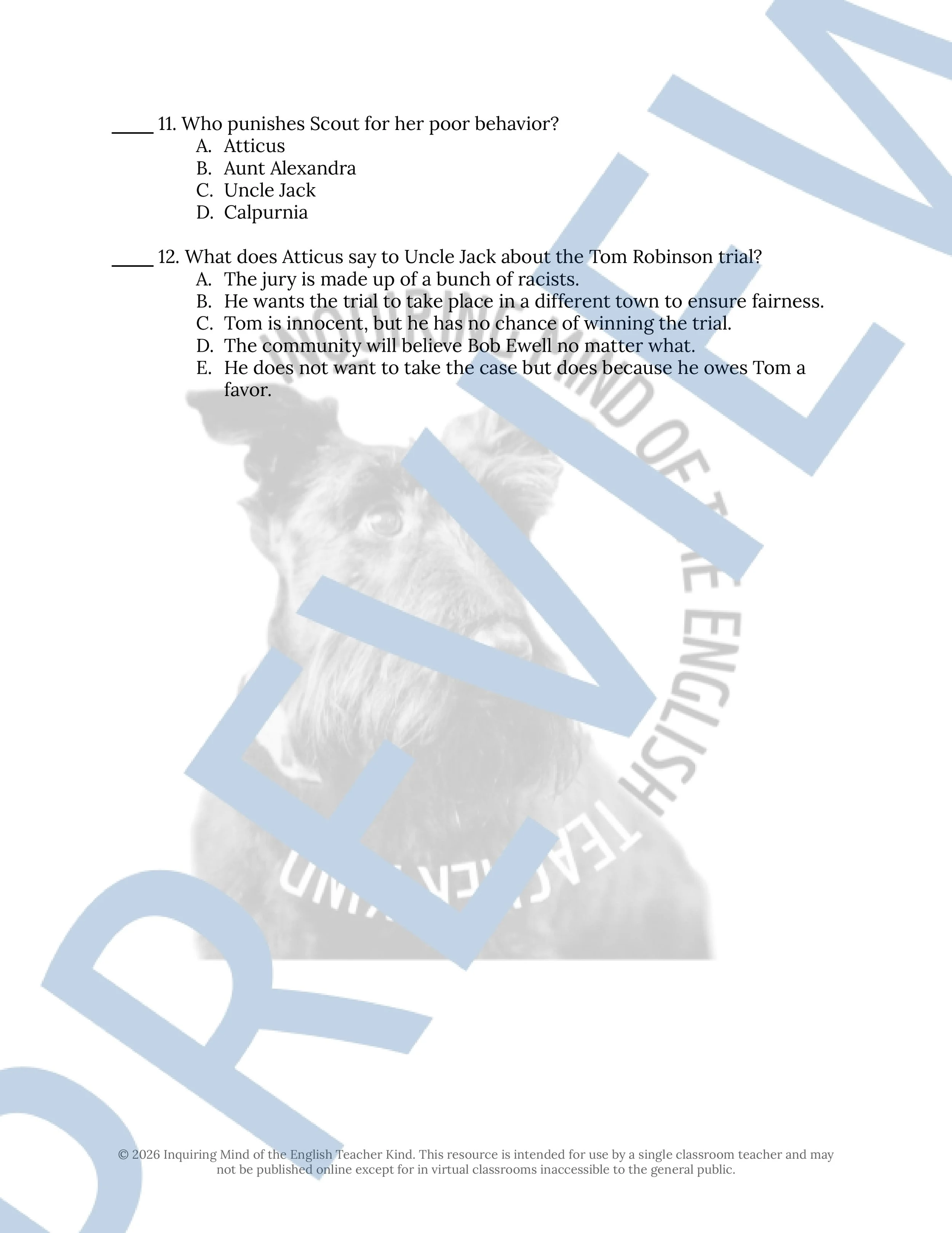 To Kill a Mockingbird Chapters 8 and 9 Quiz and Answer Key (3).jpg