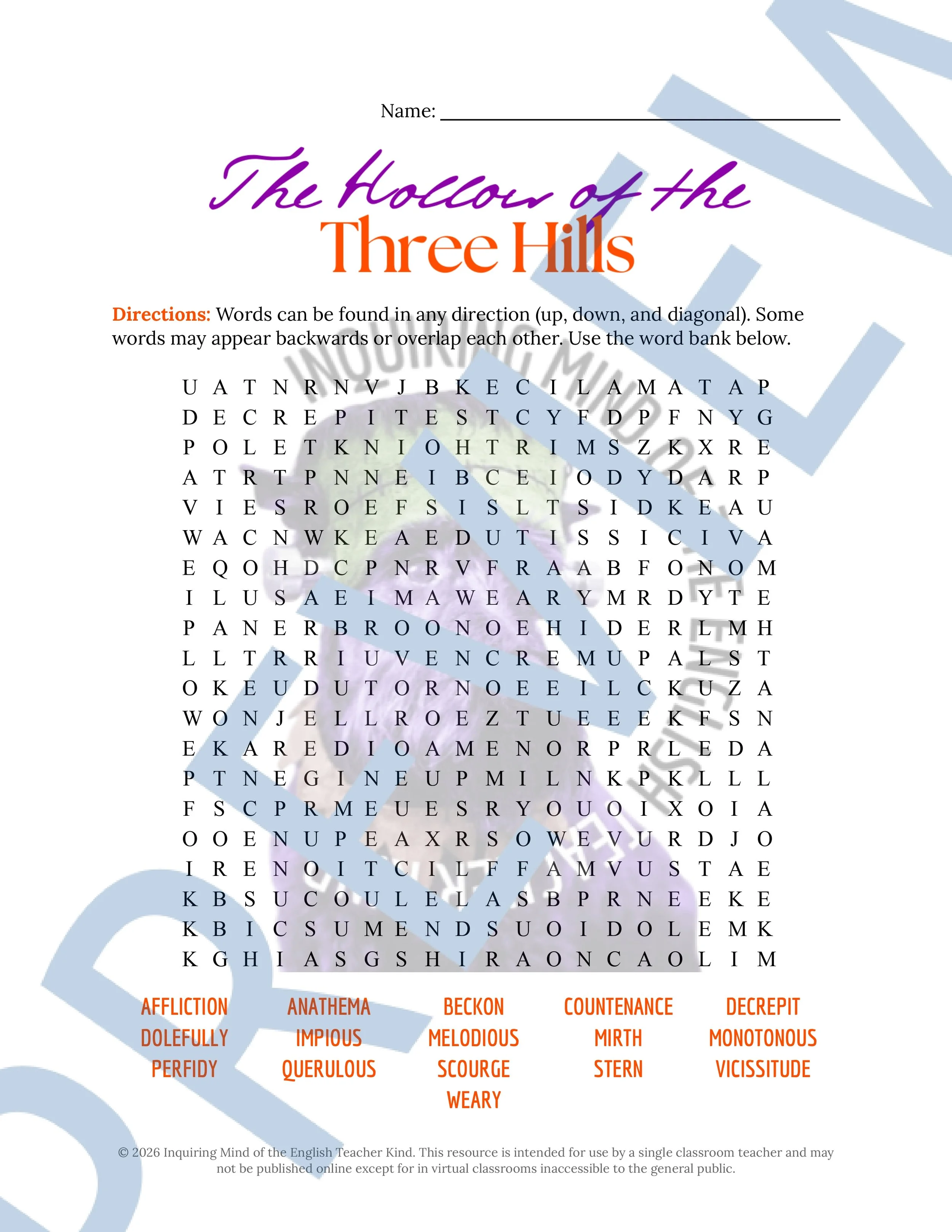 The Hollow of the Three Hills by Nathaniel Hawthorne Vocabulary Activities (5).jpg
