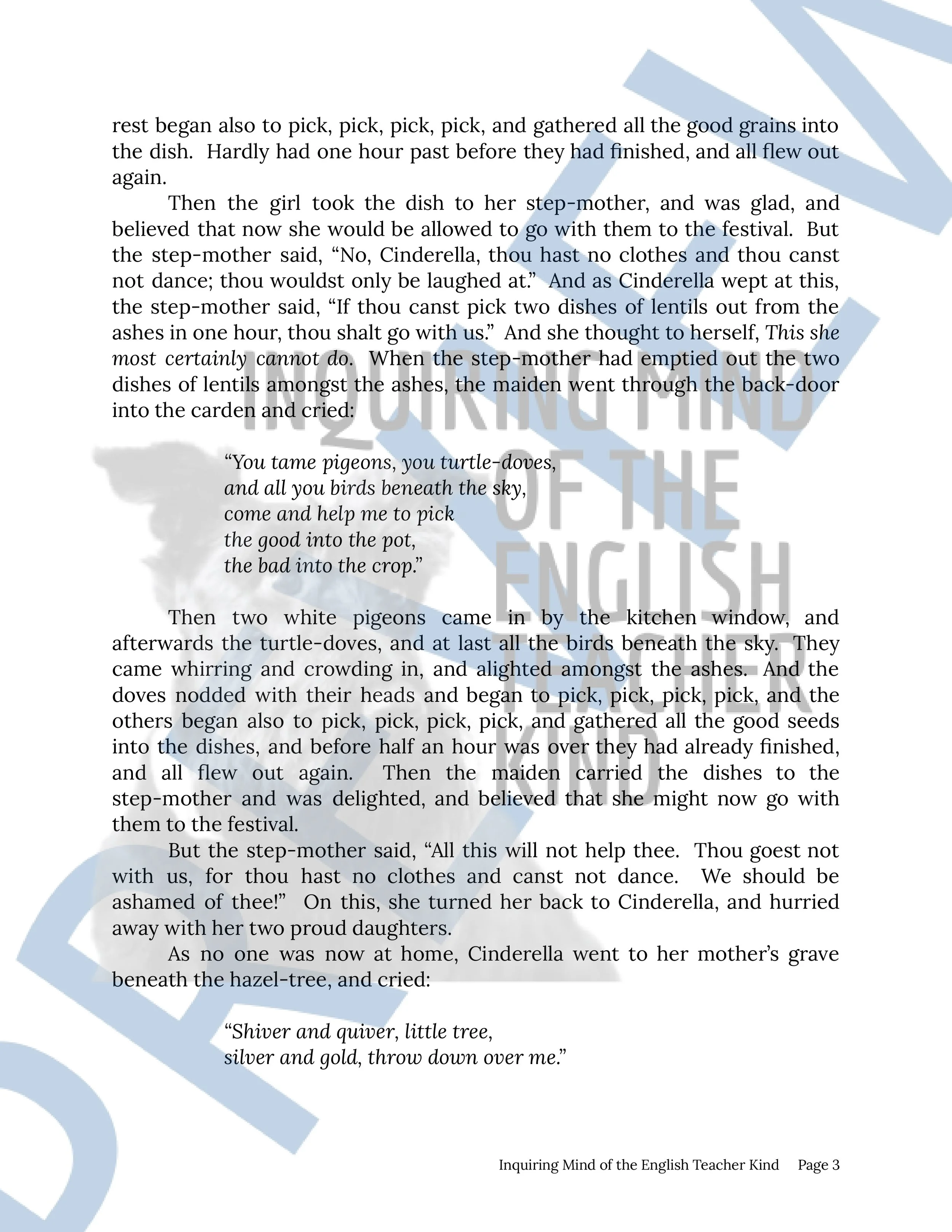 Cinderella Grimm's Fairy Tale Quiz and Answer Key from Inquiring Mind of the English Teacher Kind (5).jpg
