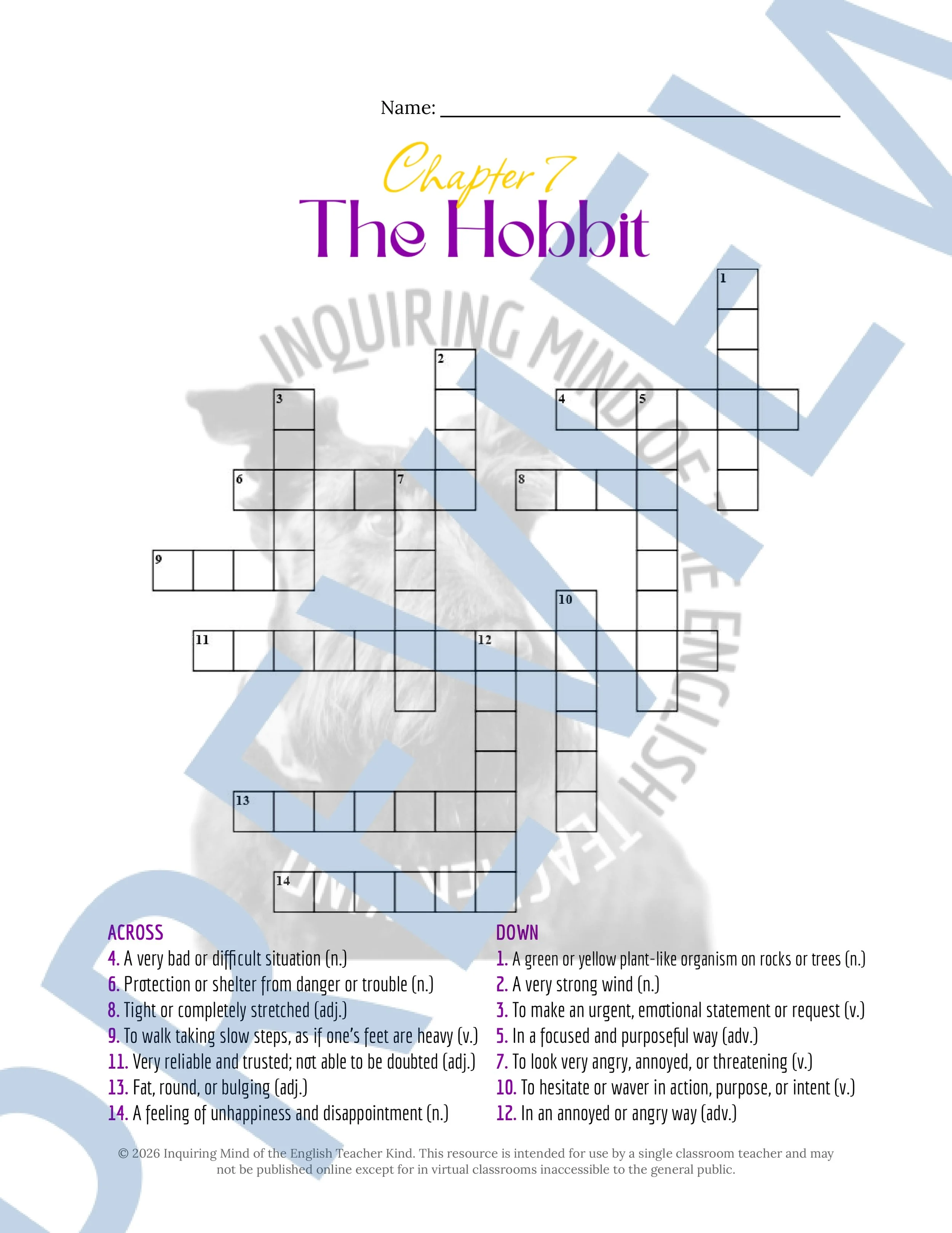 The Hobbit Chapter 7 Vocabulary Activities Word Search Crossword Puzzle Worksheet (7).jpg