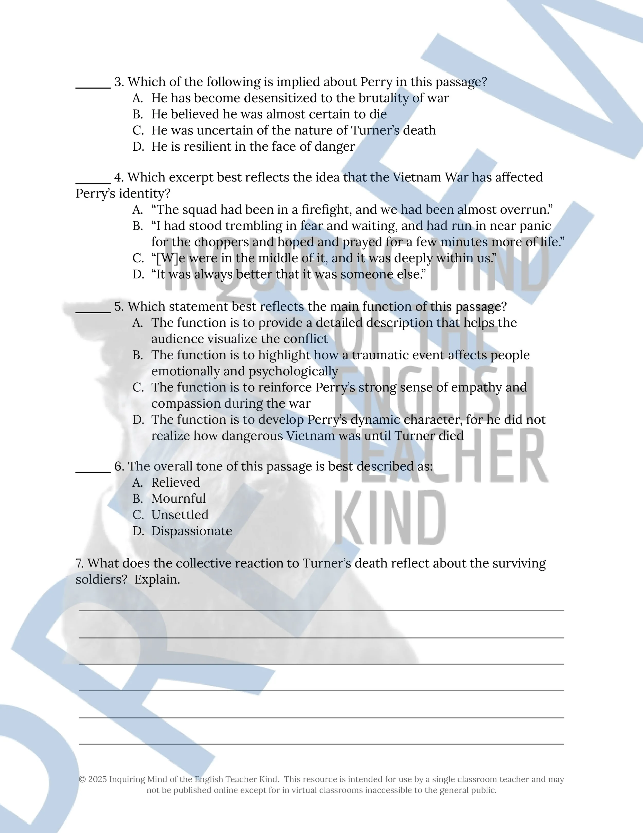 Fallen Angels by Walter Dean Myers Close Reading Analysis Worksheets Bundle for High School English Language Arts from Inquiring Mind of the English Teacher Kind
