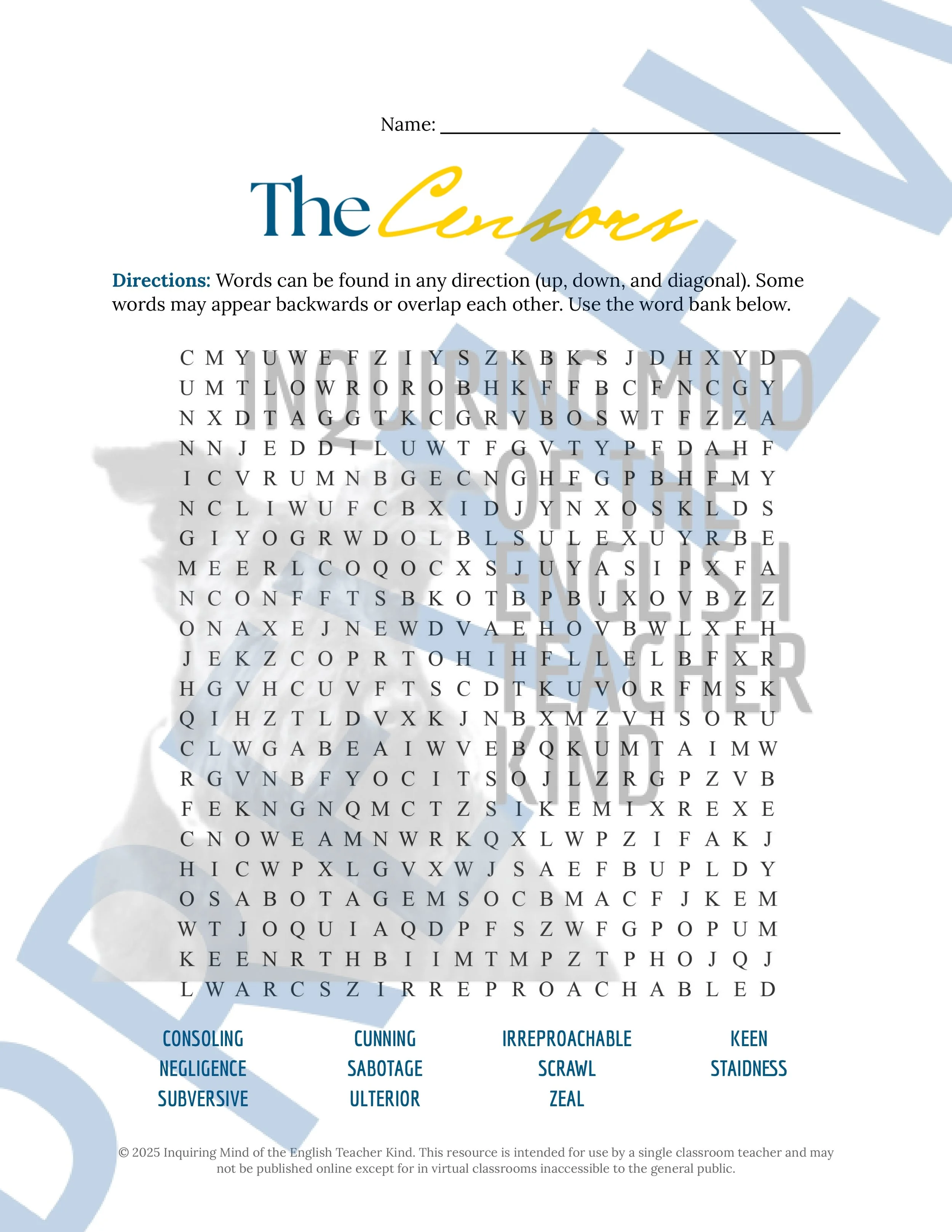 The Censors by Luisa Valenzuela Vocabulary Activities (4).jpg
