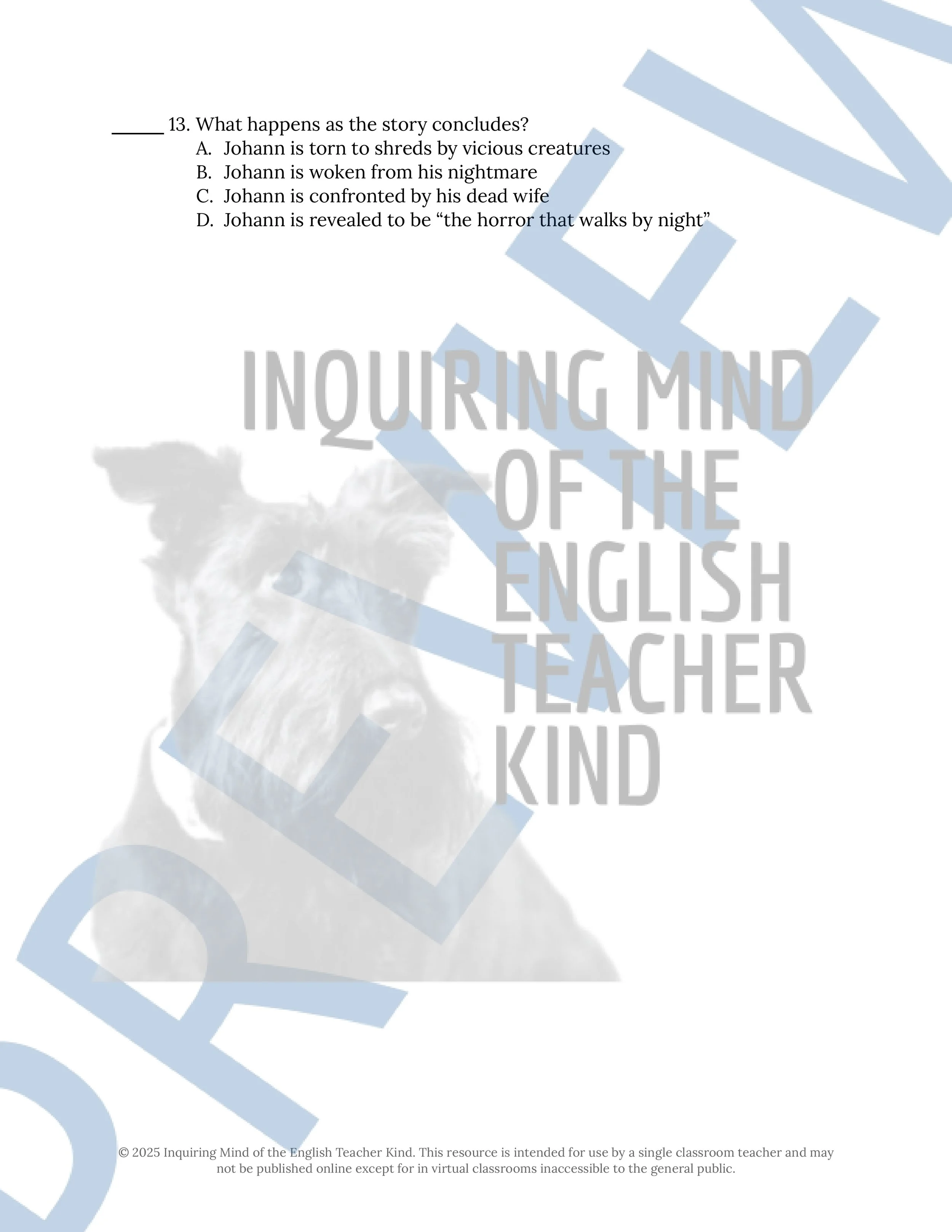 13 Halloween Horror Short Stories, Quizzes, and Answer Keys for High School ELA from Inquiring Mind of the English Teacher Kind (Vol. 2)
