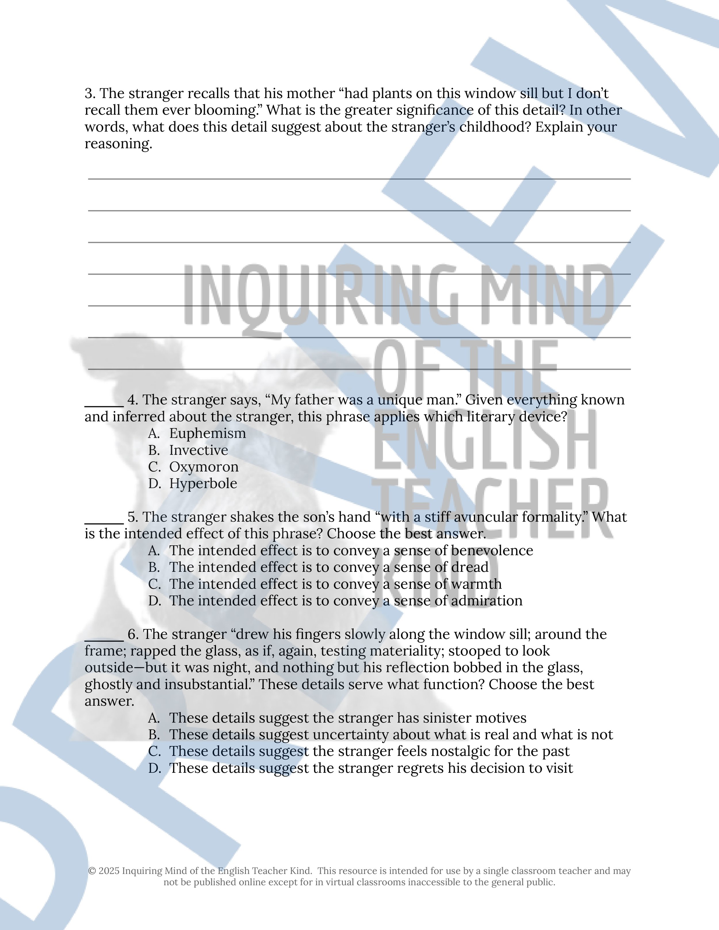 "Where Is Here?" by Joyce Carol Oates Quiz, Close Reading Analysis Worksheet, Vocabulary Activities, and Answer Keys for High School from Inquiring Mind of the English Teacher Kind