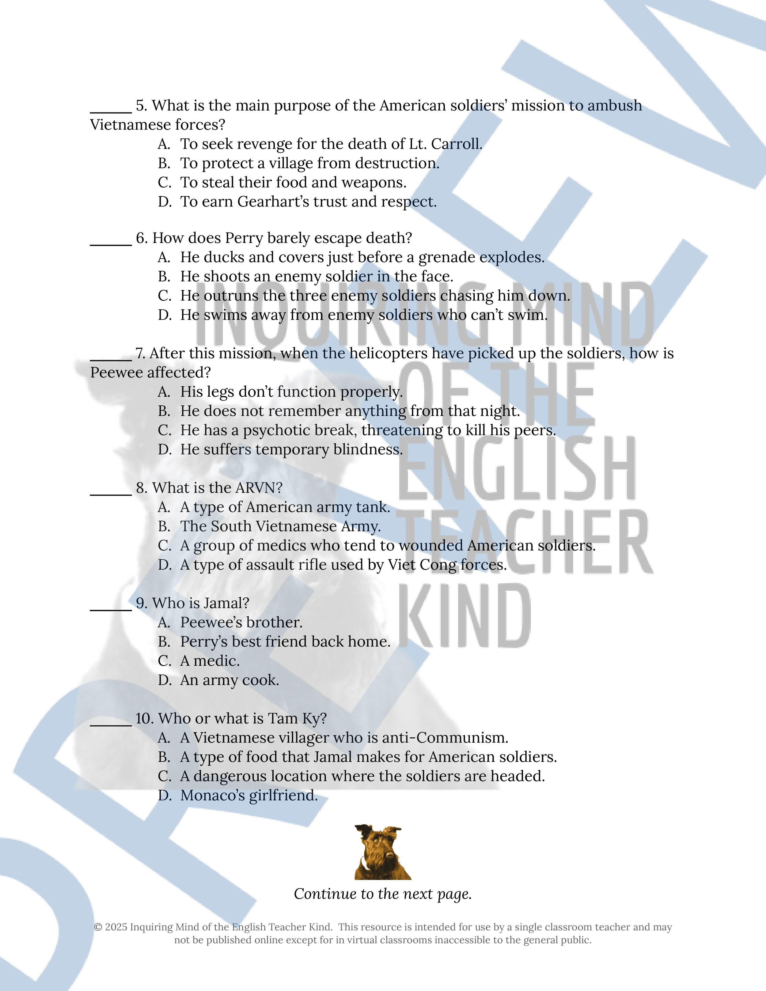 Fallen Angels Quizzes, Worksheets, Research Project, Test, and Answer Keys Mega Bundle from Inquiring Mind of the English Teacher Kind