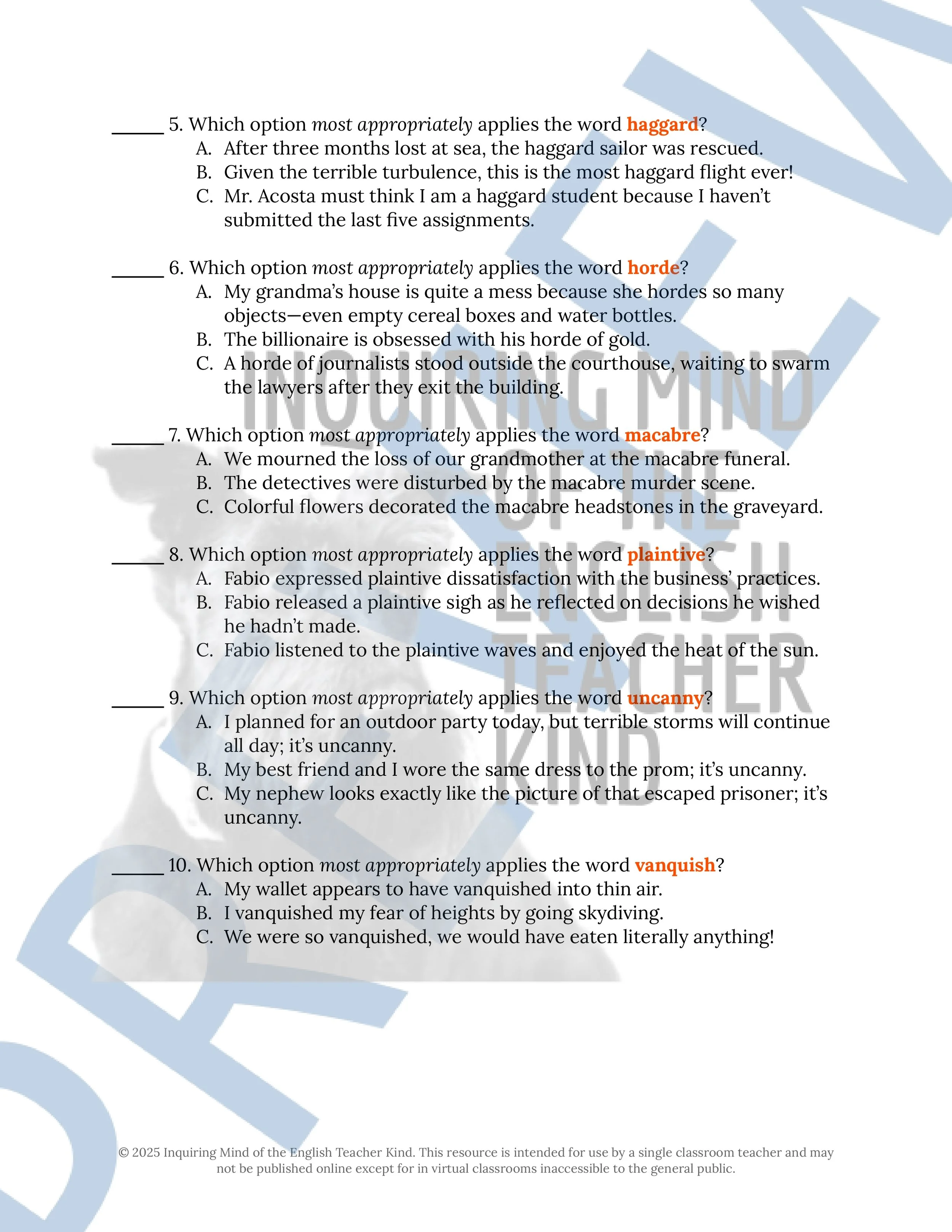 In a Graveyard Halloween Horror Short Story for High School Vocabulary Activities (2).jpg