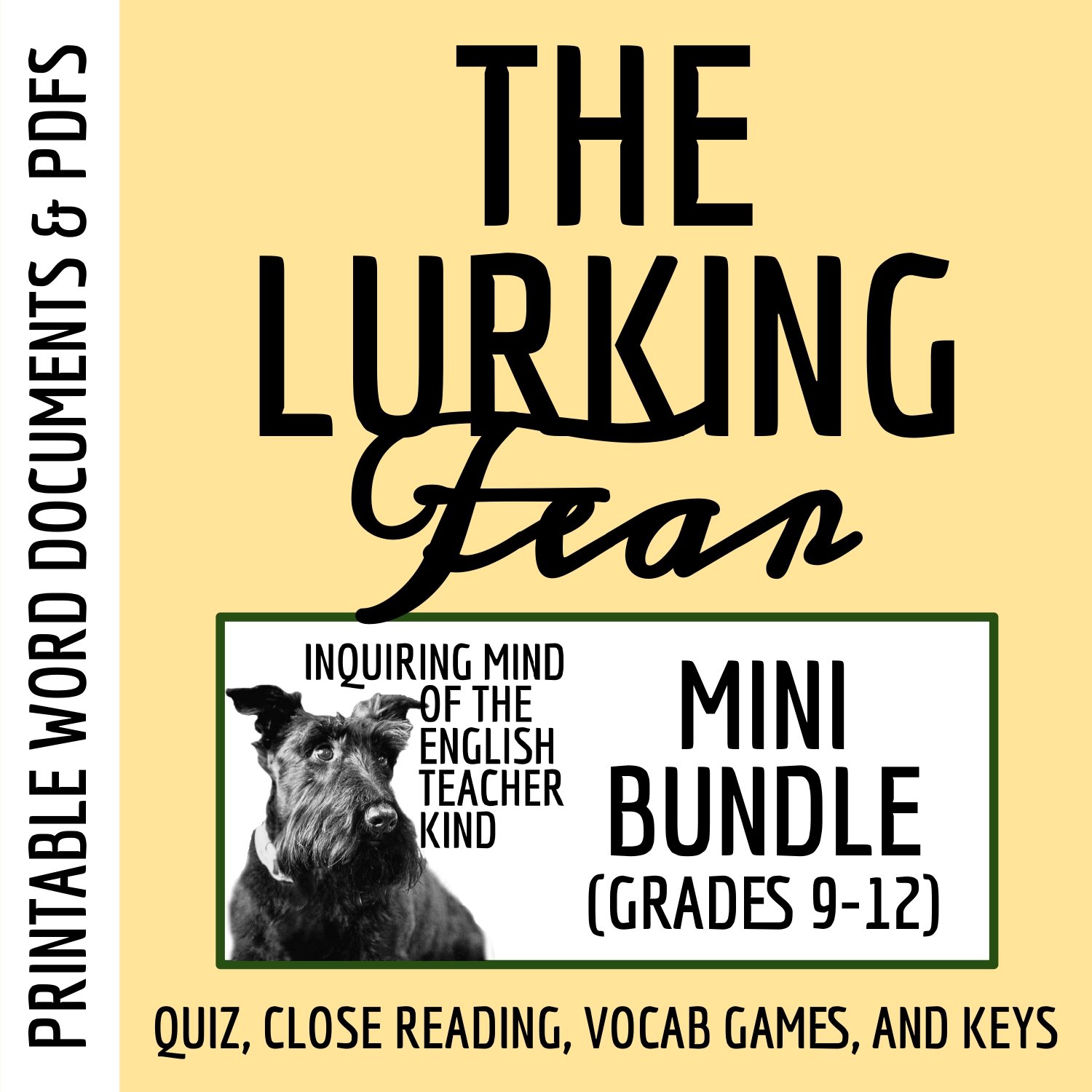"The Lurking Fear" by H.P. Lovecraft Quiz, Close Reading Activity, and Vocabulary Games