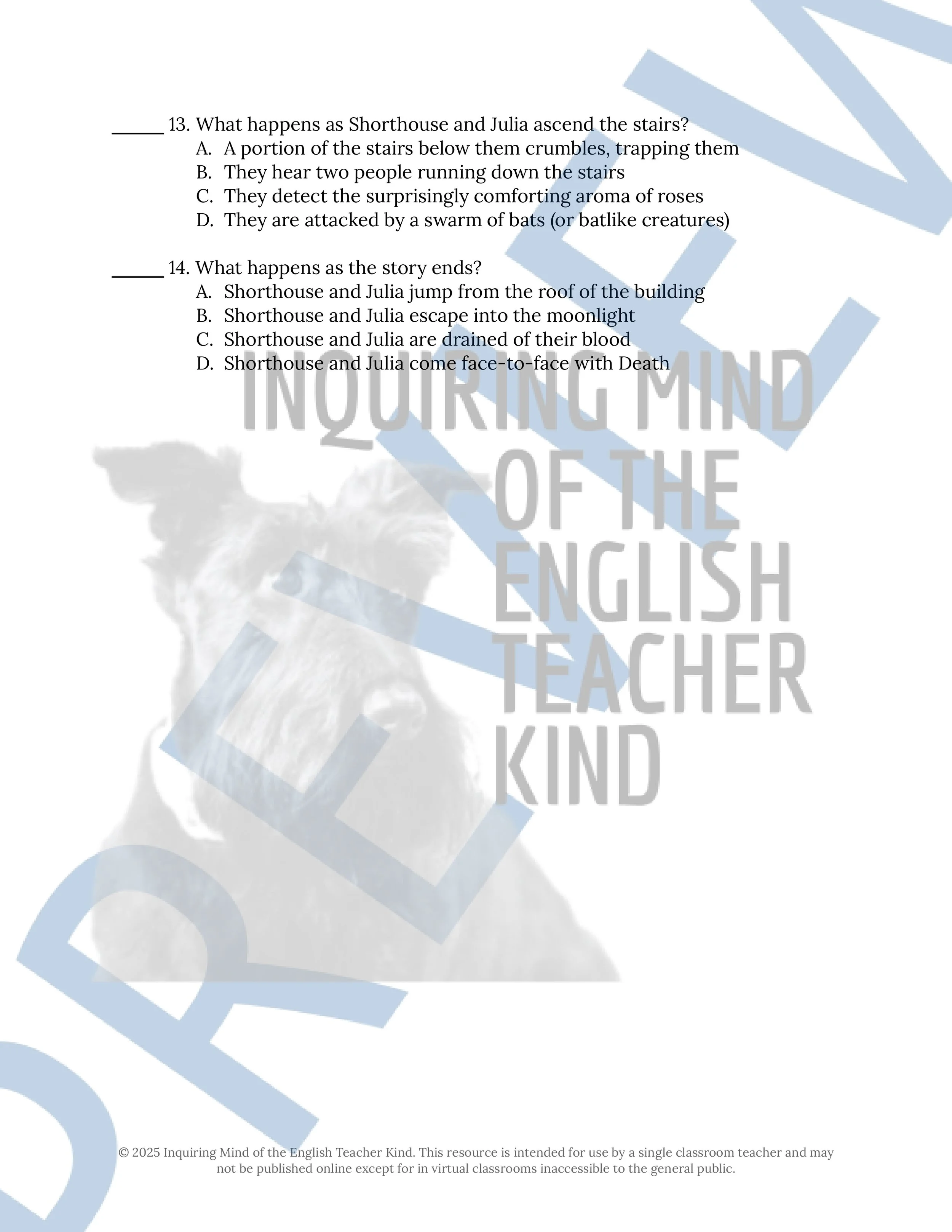 "The Empty House" by Algernon Blackwood Quiz, Analysis Worksheet, Vocabulary Games, and Halloween Ghost Story from Inquiring Mind of the English Teacher Kind