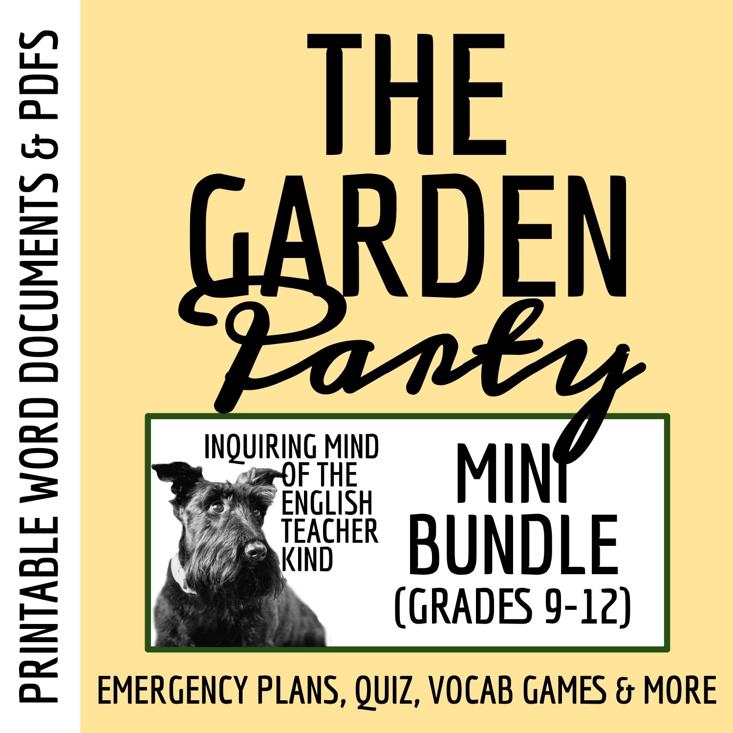 "The Garden Party" Quiz, Worksheet, Vocabulary Games, and Emergency Lesson Plans