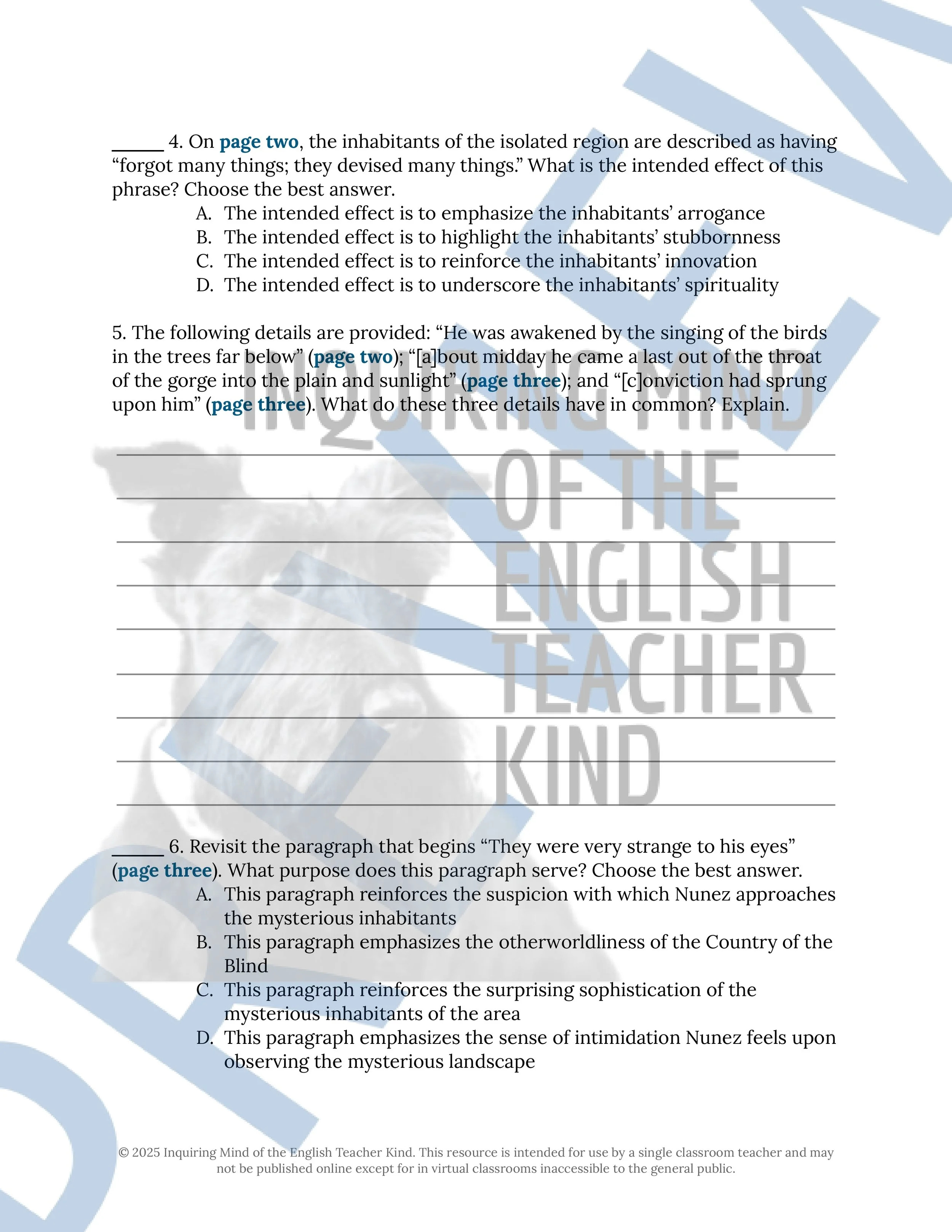 The Country of the Blind by HG Wells Literary Analysis Worksheet for High School (2).jpg