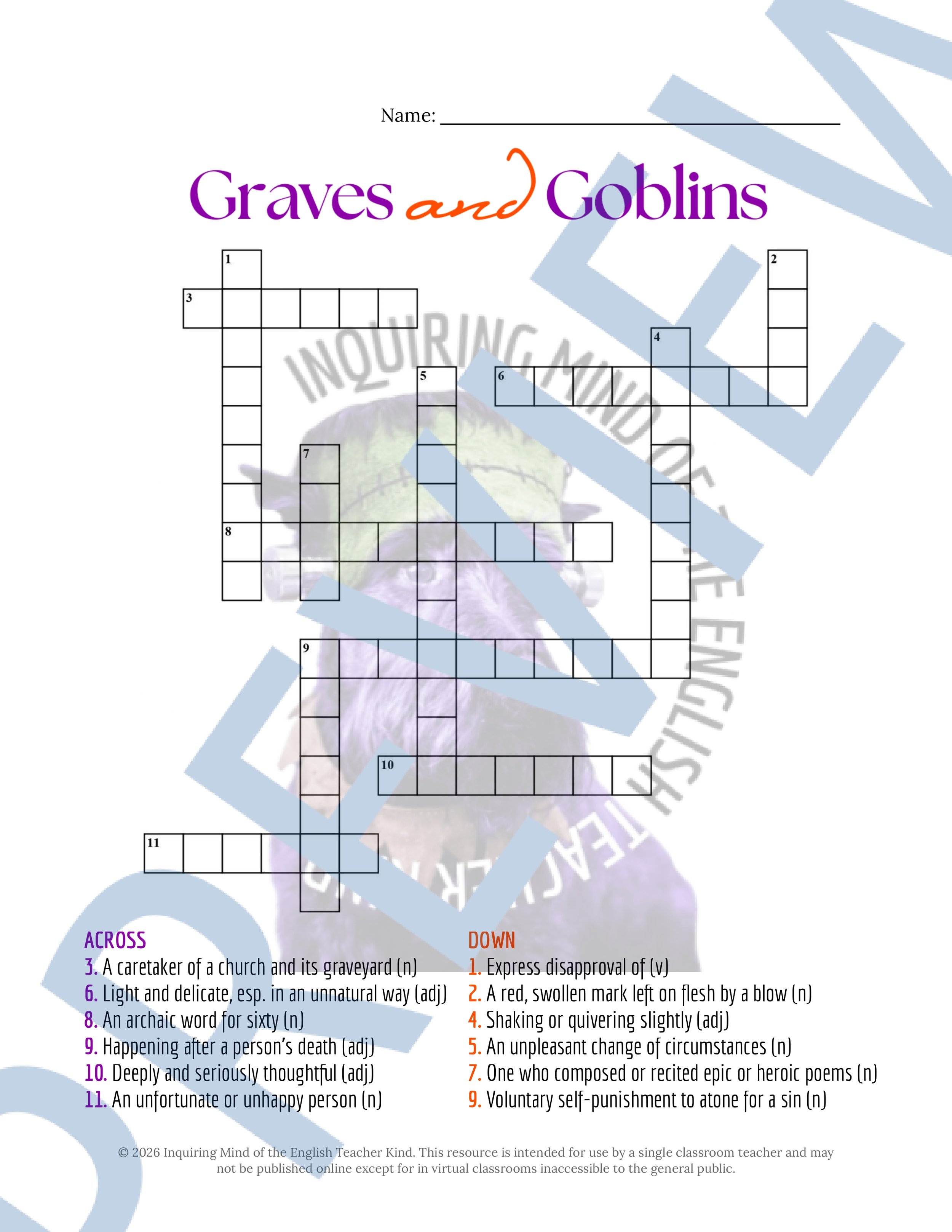 Graves and Goblins by Nathaniel Hawthorne Vocabulary Activities (3).jpg