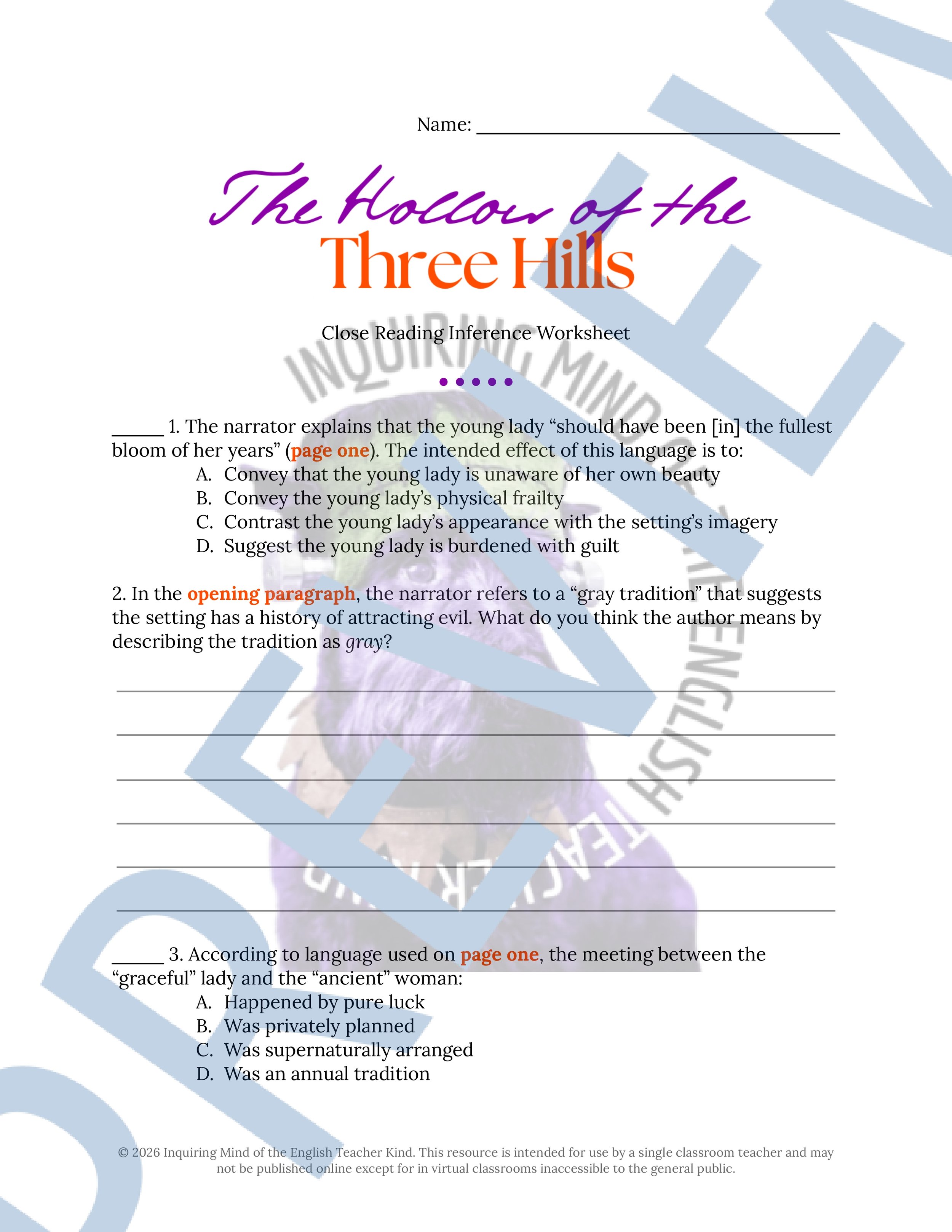 The Hollow of the Three Hills by Nathaniel Hawthorne Close Reading Analysis Worksheet (1).jpg