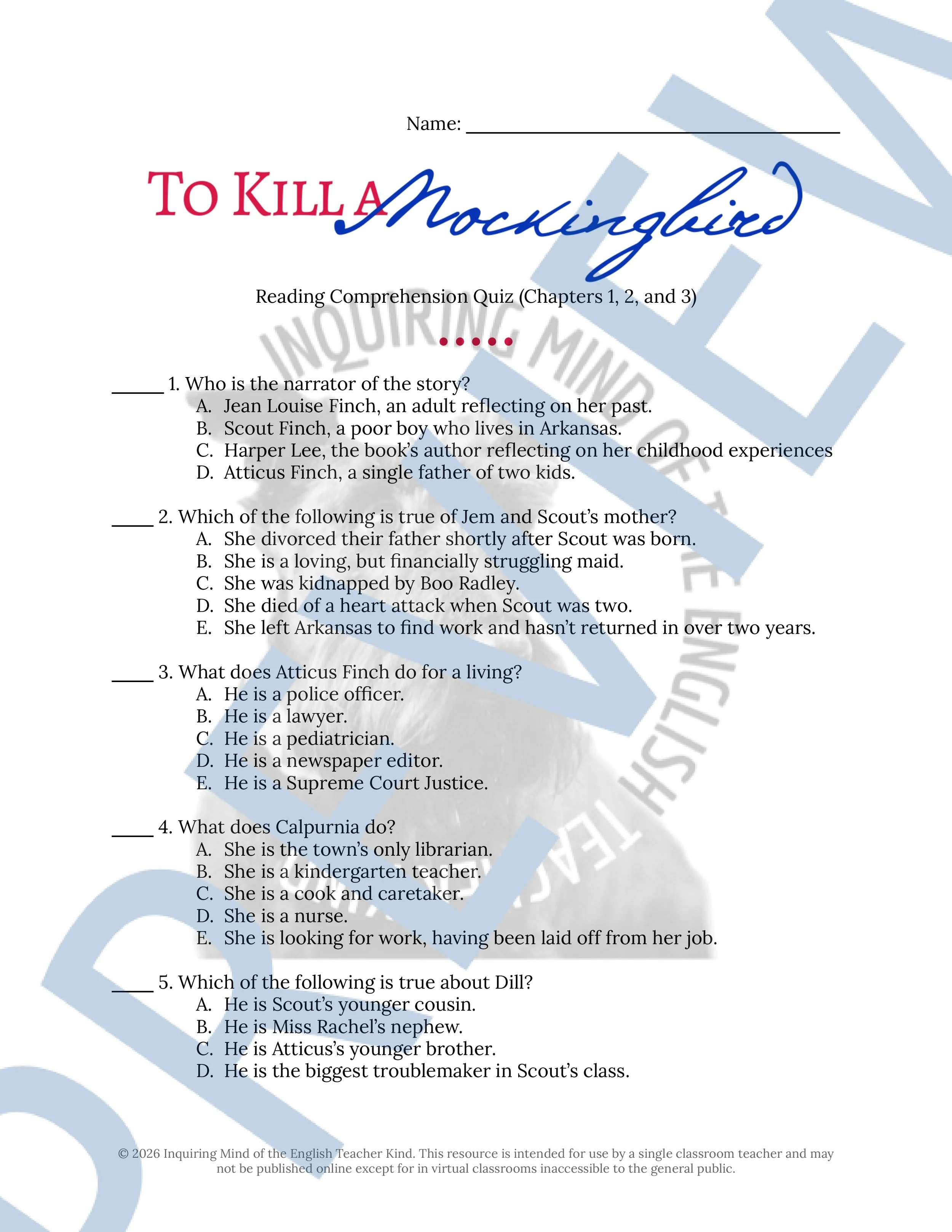 To Kill a Mockingbird Chapters 1, 2, and 3 Quiz and Answer Key (1).jpg