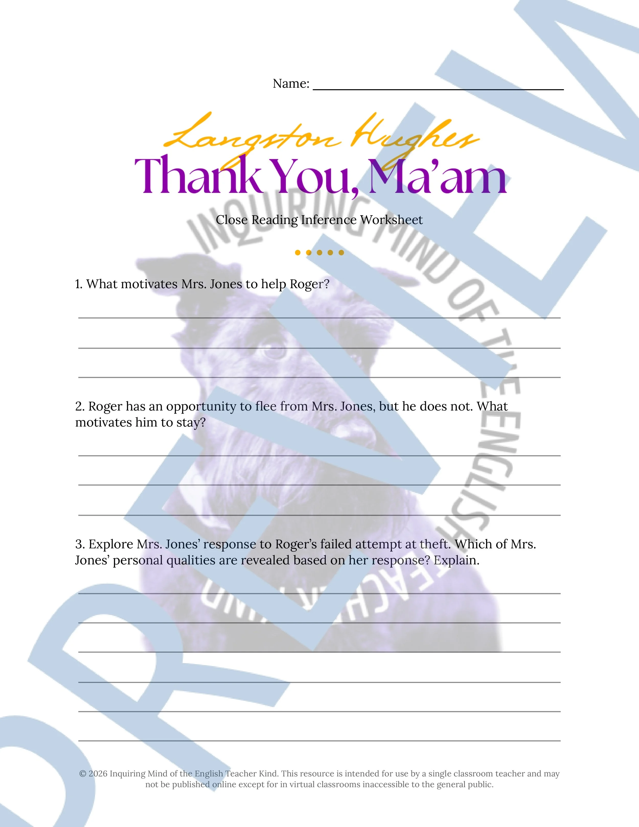 Thank You, Ma'am by Langston Hughes Close Reading Analysis Worksheet (1).jpg