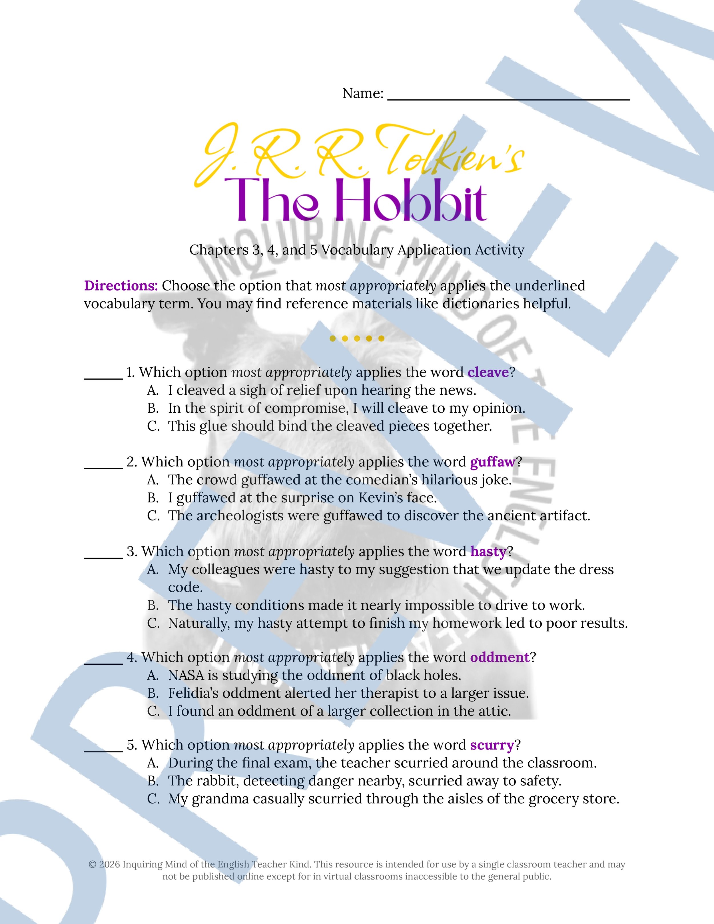 The Hobbit Chapters 3, 4, and 5 Vocabulary Activities (1).jpg