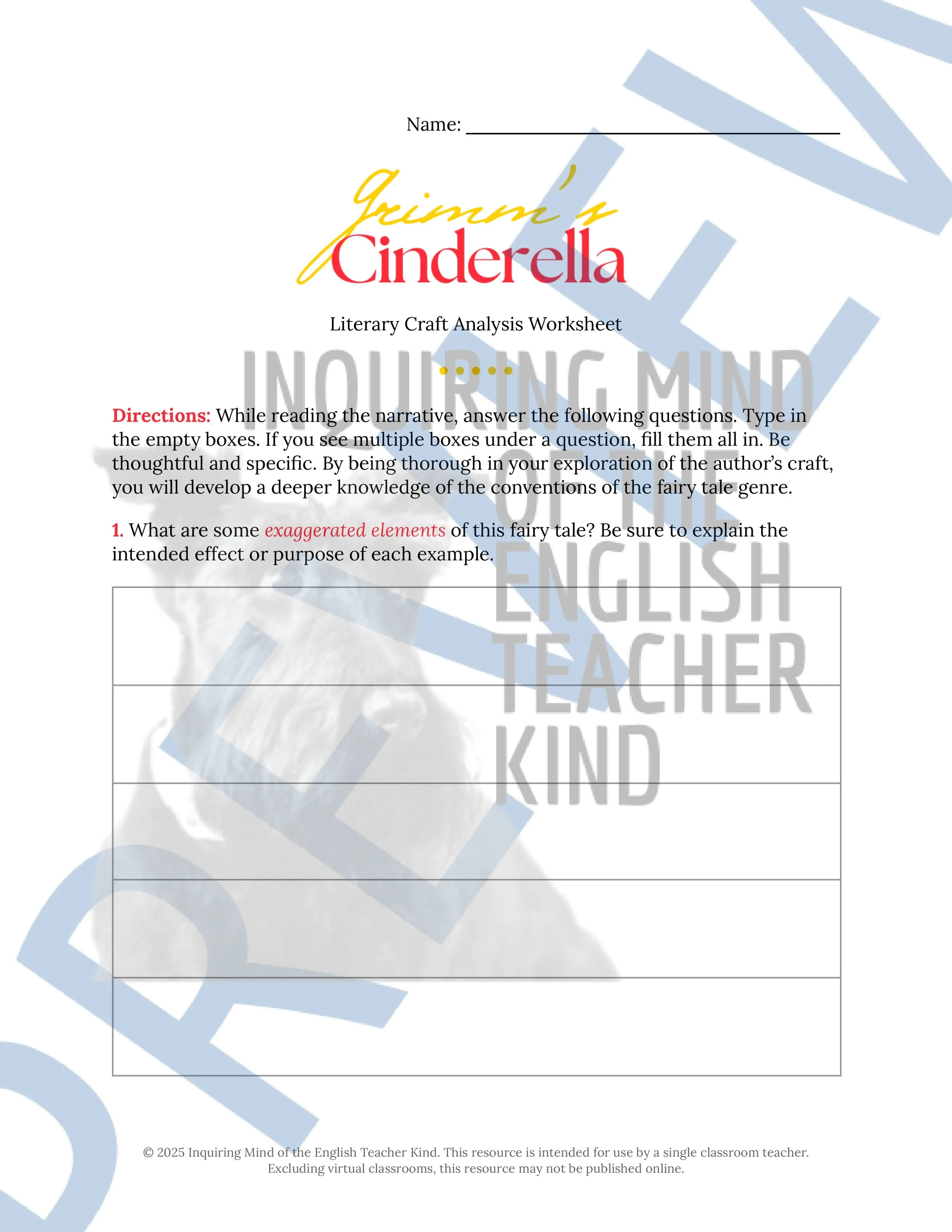 Cinderella Literary Craft Analysis Worksheet from Inquiring Mind of the English Teacher Kind (1).jpg