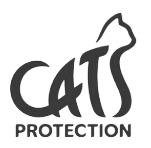 Cats Protection logo with stylized cat outline.