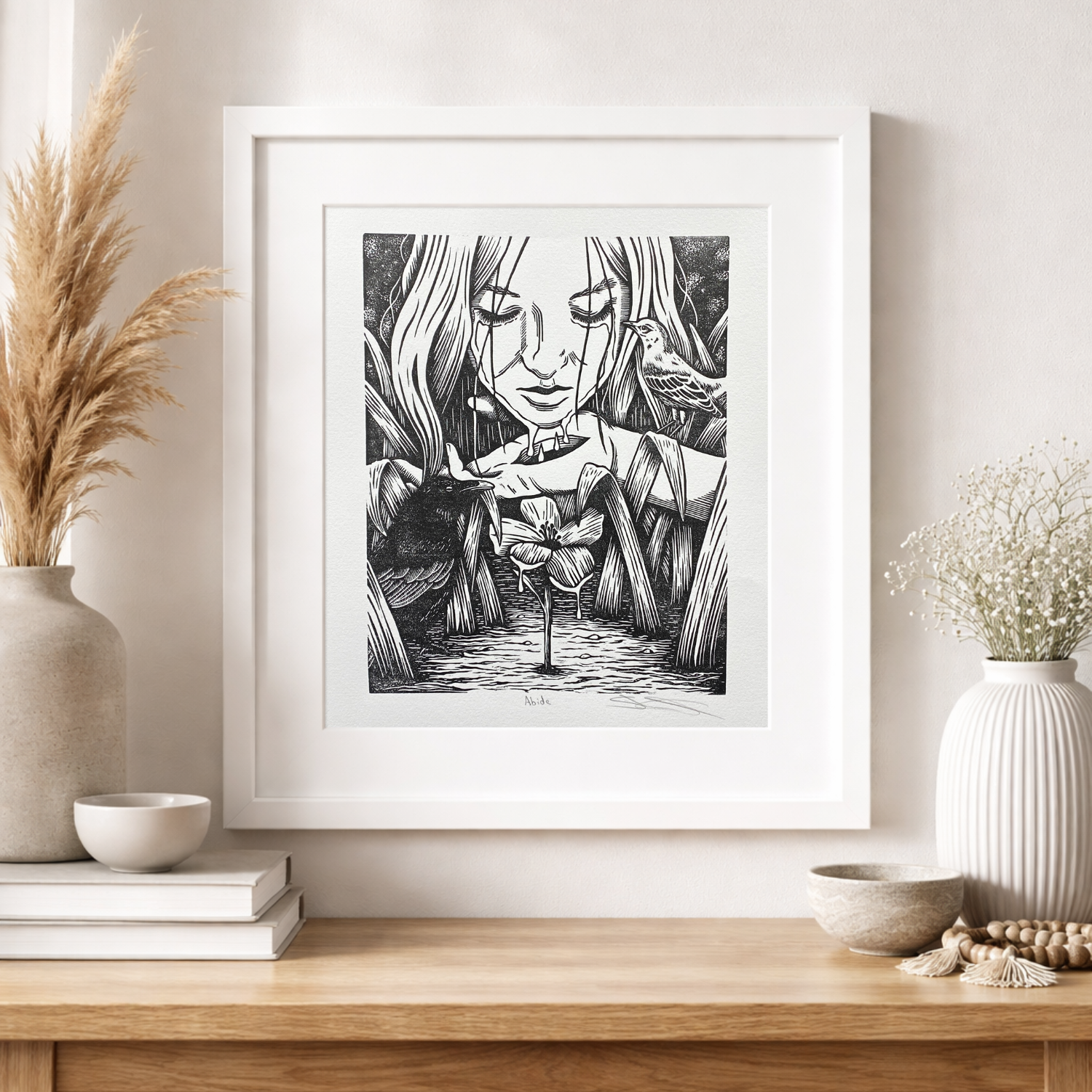 Abide - Handmade Relief Print