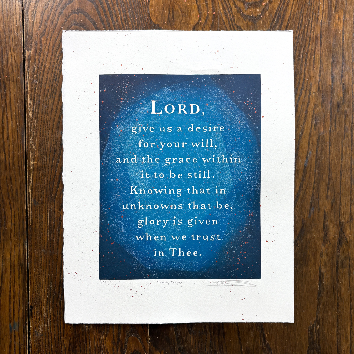Family Prayer - Handmade Monoprint