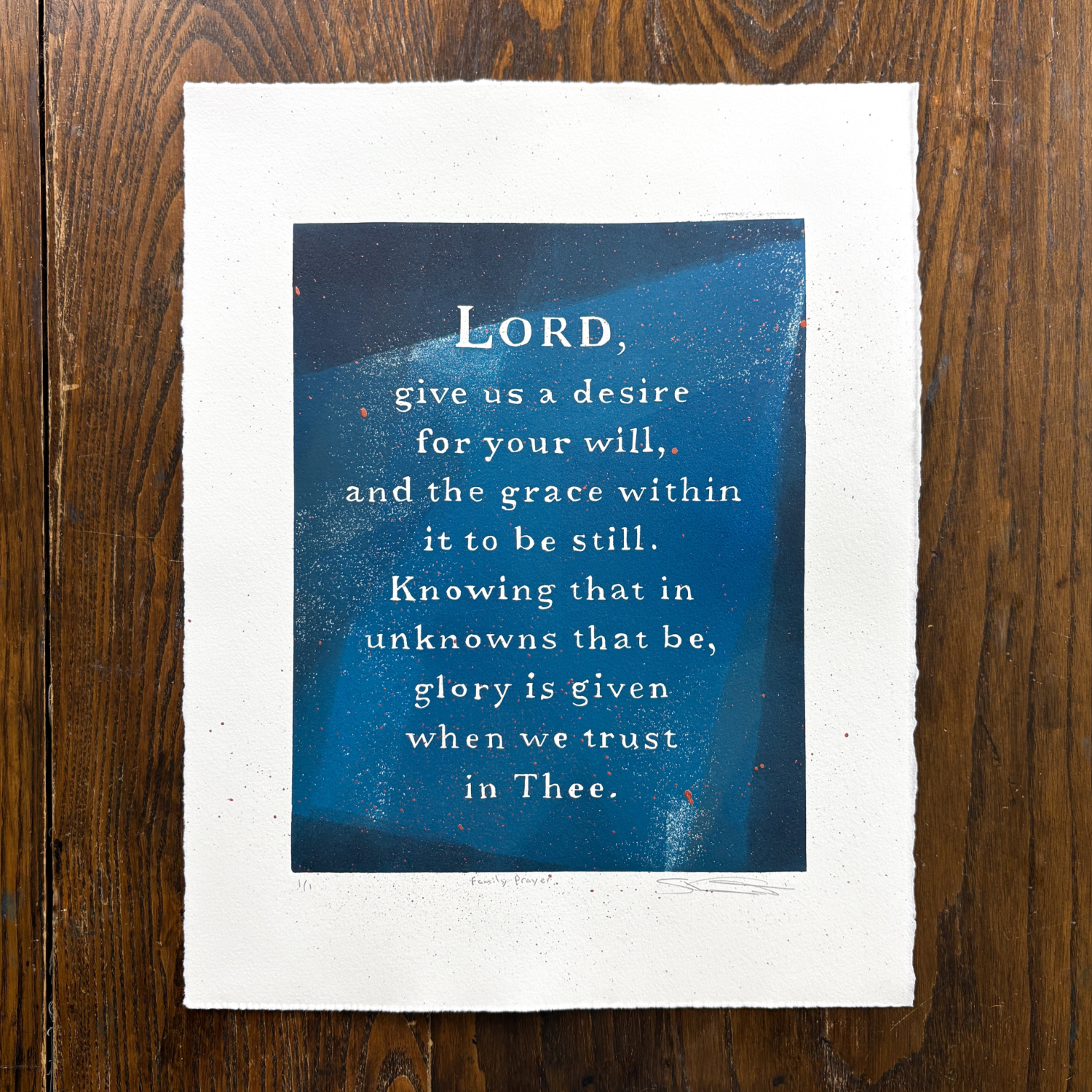 Family Prayer - Handmade Monoprint