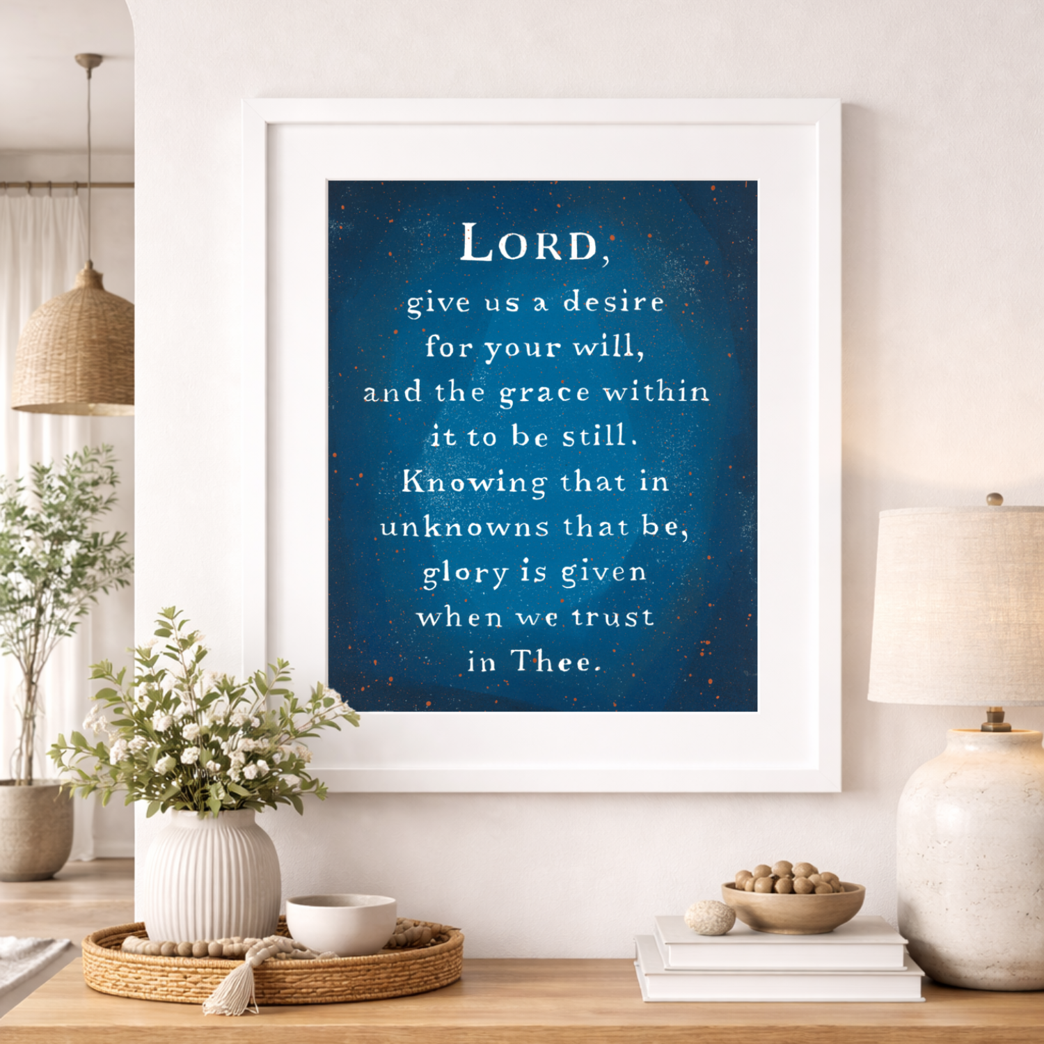 Family Prayer - Poster Print - Blue & Copper