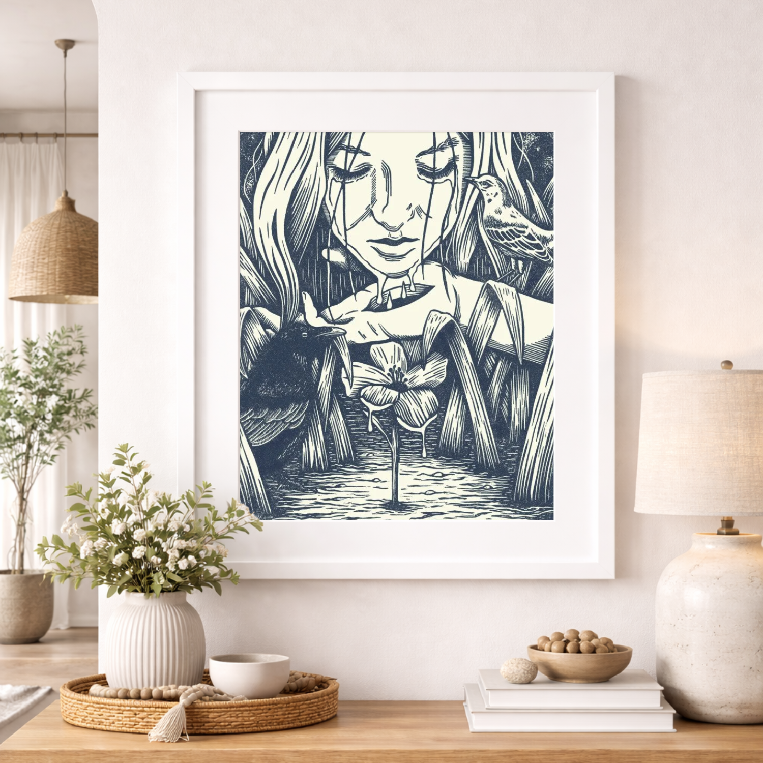 Abide - Poster Print - 18x24 - Blue & Cream