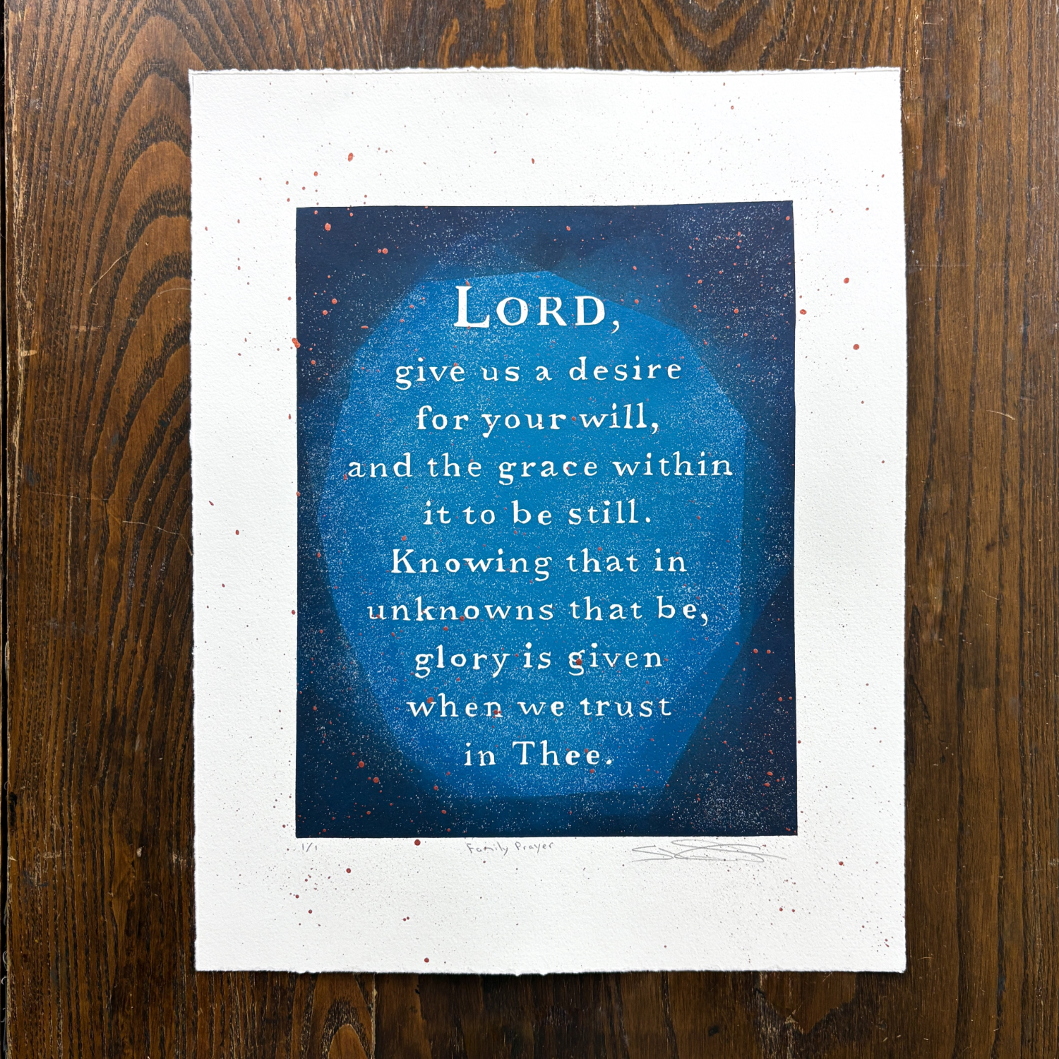 Family Prayer - Handmade Monoprint