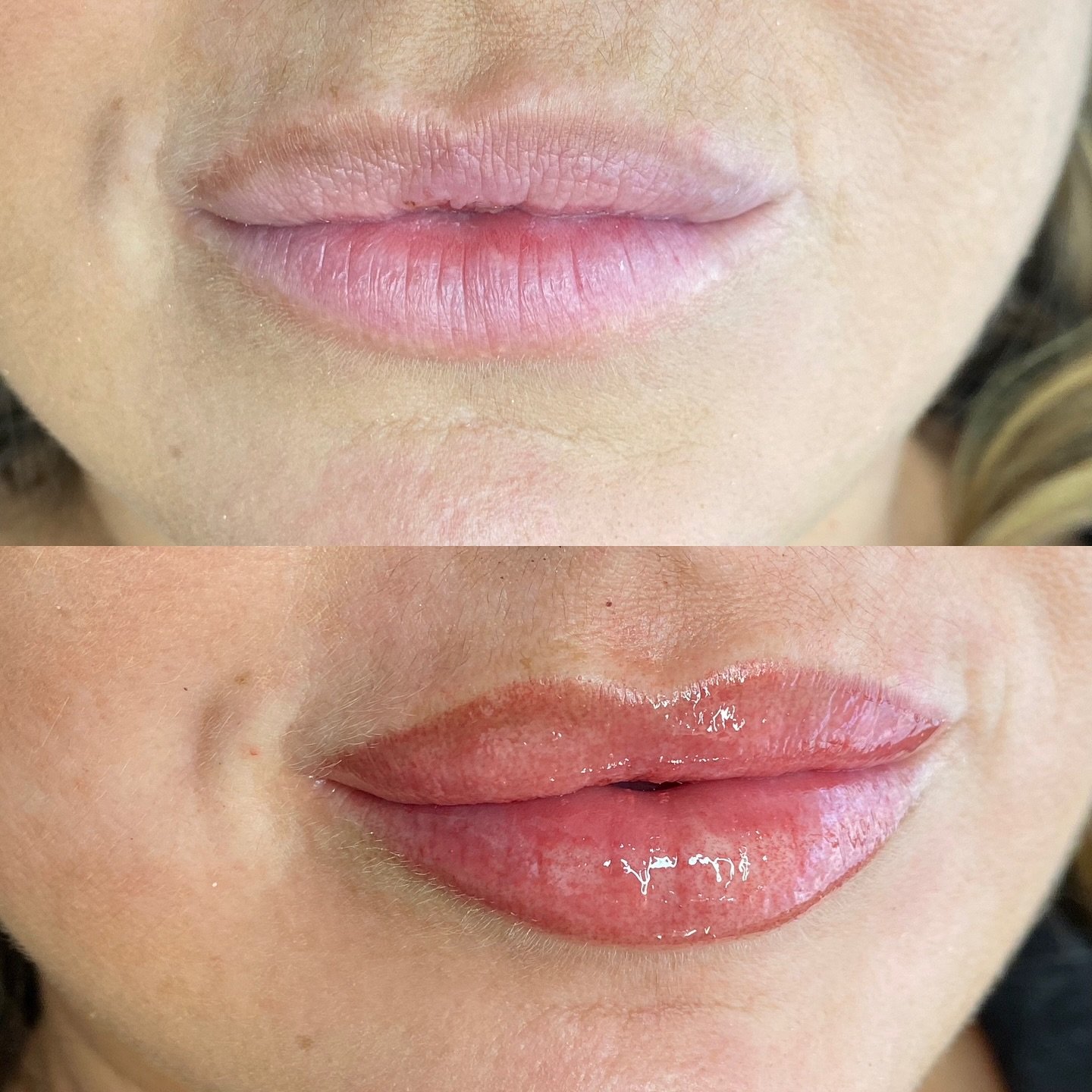 Lip Blush Tattoo by Meagan 👄 redefine the lip border and create a fuller looking lip without fillers. Pain free experience 😌 Book though the link in bio 🔗