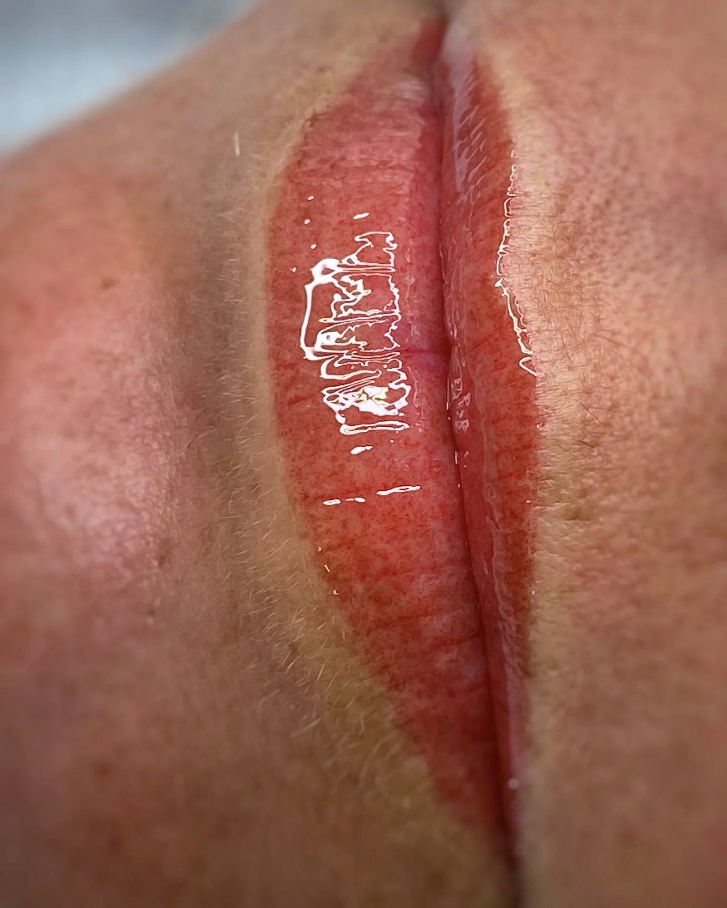 Fresh Lip Blush Tattoo 👄 Minimal Swelling, zero pain and quick to heal ➡️ Swipe to see the before and after with no gloss ✨