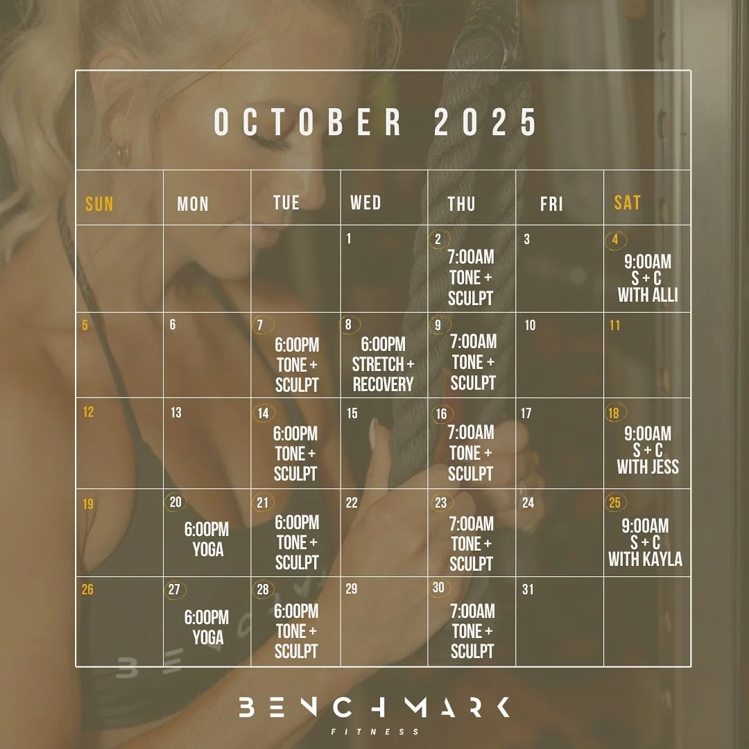 OCTOBER CLASSES + EVENTS

We are excited to bring you a PACKED month of classes, full of high vibe HIIT work-outs, stretch + recovery and restorative candlelit yoga!

- B M F Strength + Conditioning
- B M F Yoga
- B M F Tone + Sculpt
- B M F Stretch 