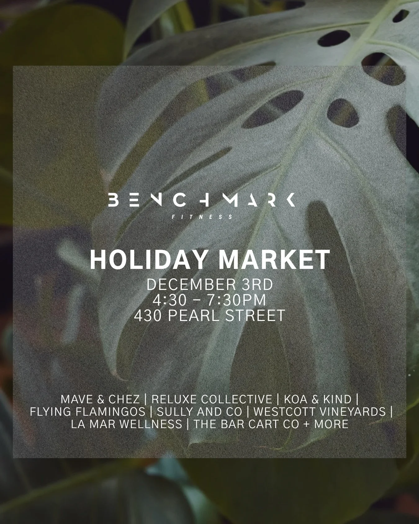 Celebrate the spirit of the season with us at the BENCHMARK FITNESS Holiday Market 🎄

Join our community for an evening of local shopping, festive cheer and meaningful connection (always!)

🗓 Wednesday, December 3rd
📍 @benchmarkburlington (430 Pea
