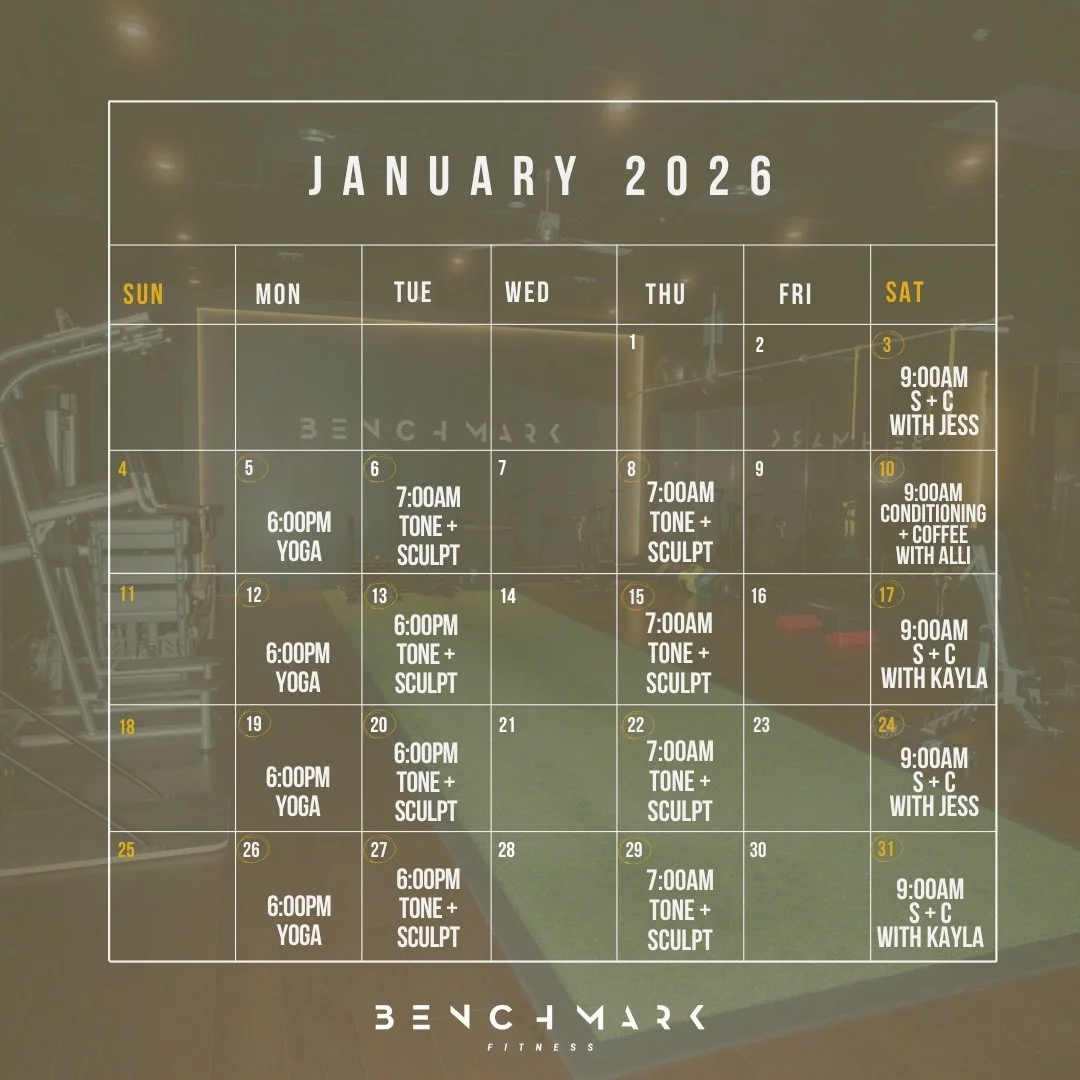 2026 LFG 🚀

JANUARY CLASSES + EVENTS

First month of the new year calls for another 🔥 month of classes&hellip; full of high vibe HIIT work-outs, spicy tone + sculpt and restorative candlelit yoga!

- B M F Strength + Conditioning
- B M F Yoga
- B M