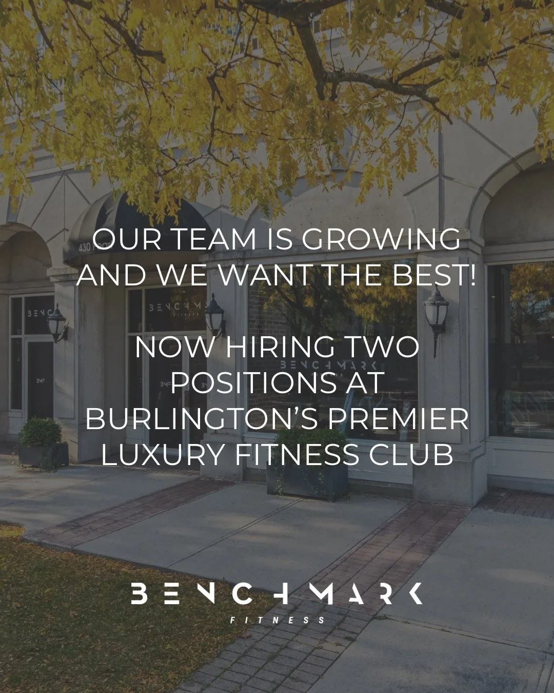 The BENCHMARK team is growing! 

And we&rsquo;re not just looking for credentials and experience.
We&rsquo;re looking for the person who lights up a room, remembers every name and genuinely believes that what they do changes lives.

Two positions ava