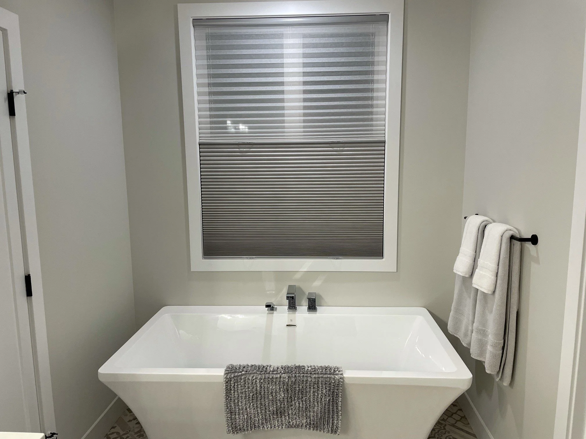Custom Shades in Primary Bathroom
