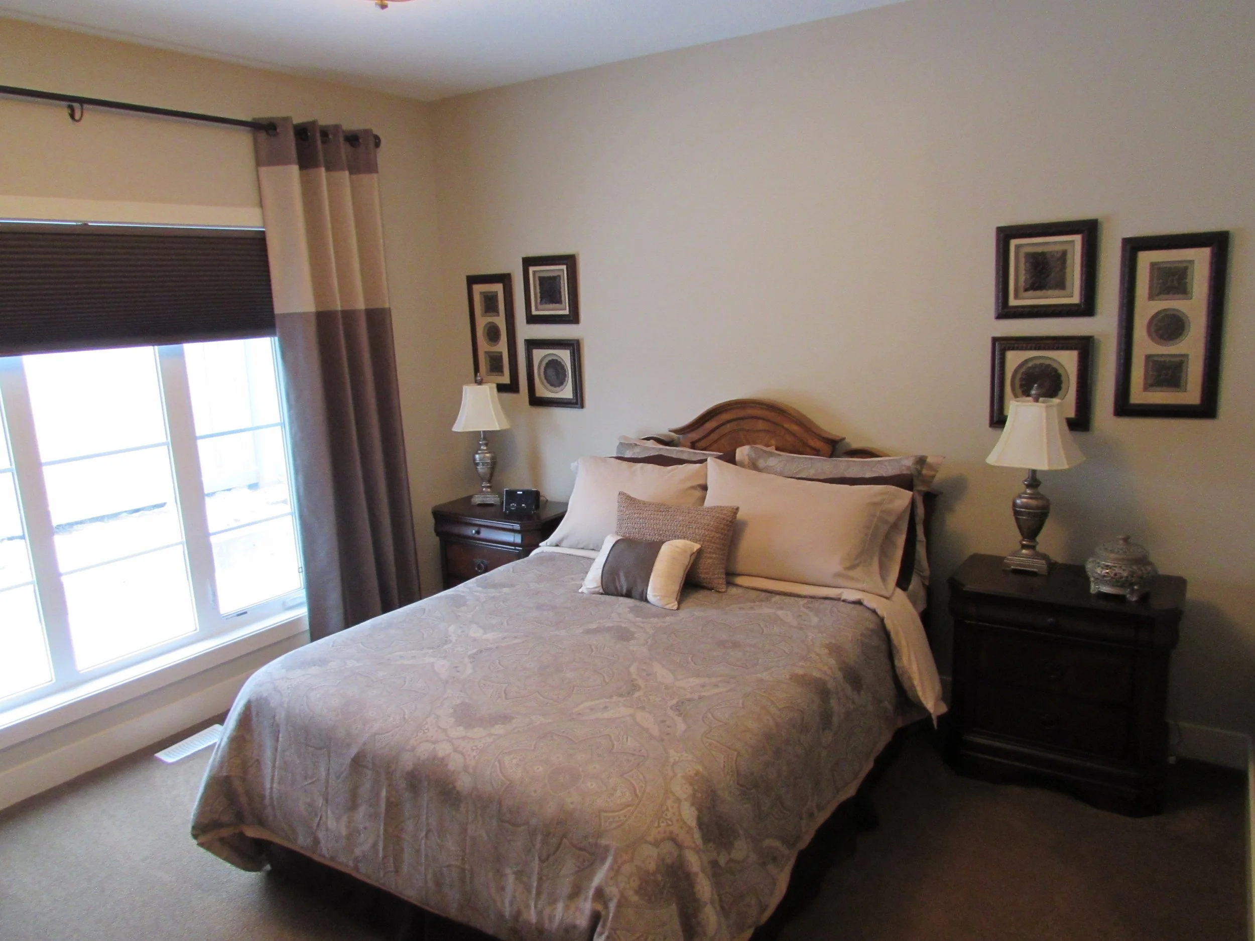 Custom Shades and Drapery in Primary Bedroom
