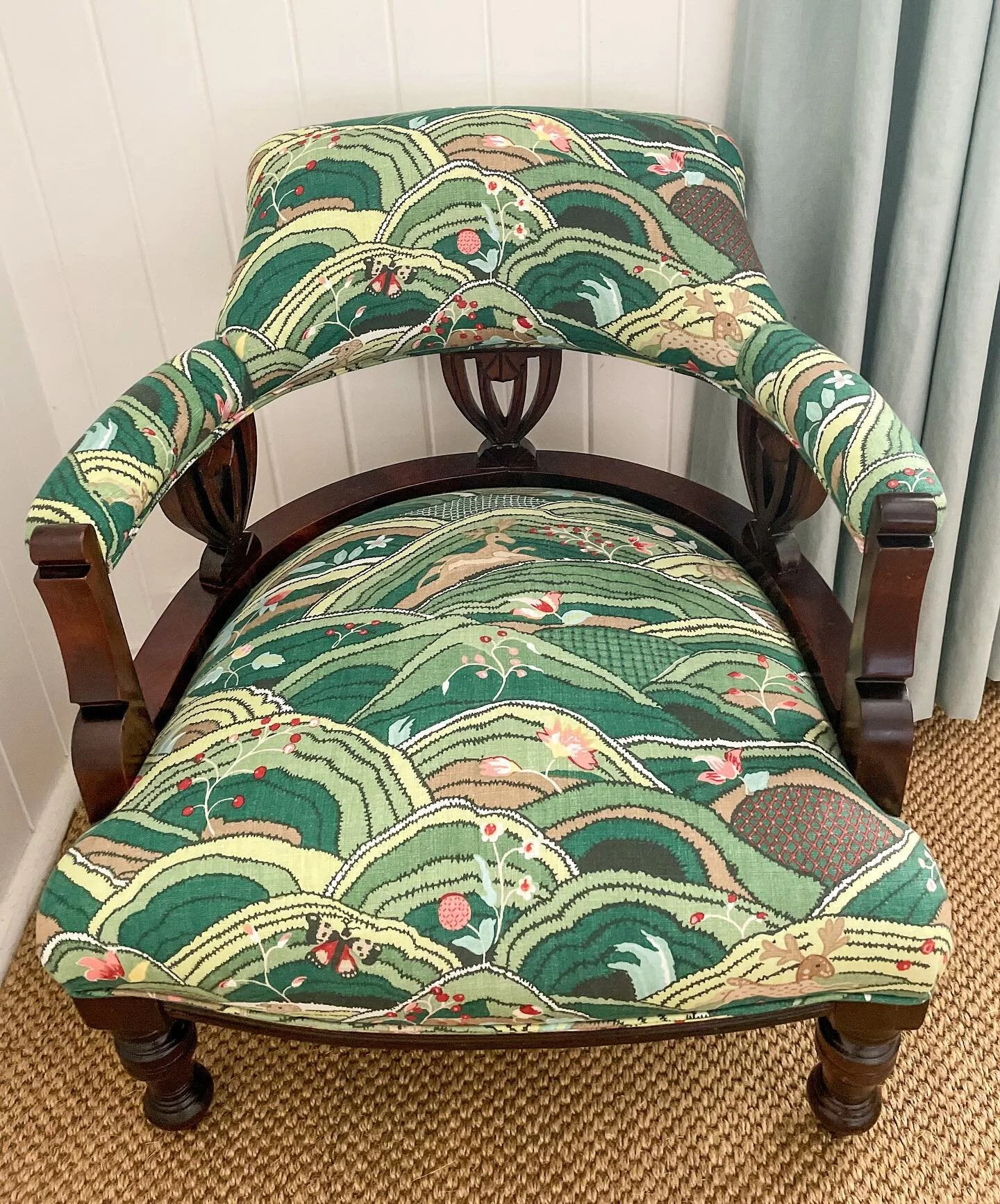 I love a good bit of furniture rejuvenation! 

This sweet captains chair was once my grandmother&rsquo;s. I covered it originally 12 years ago in the floral fabric, however the paint was tired and the fabric marked, so it is a thrill to see it given 