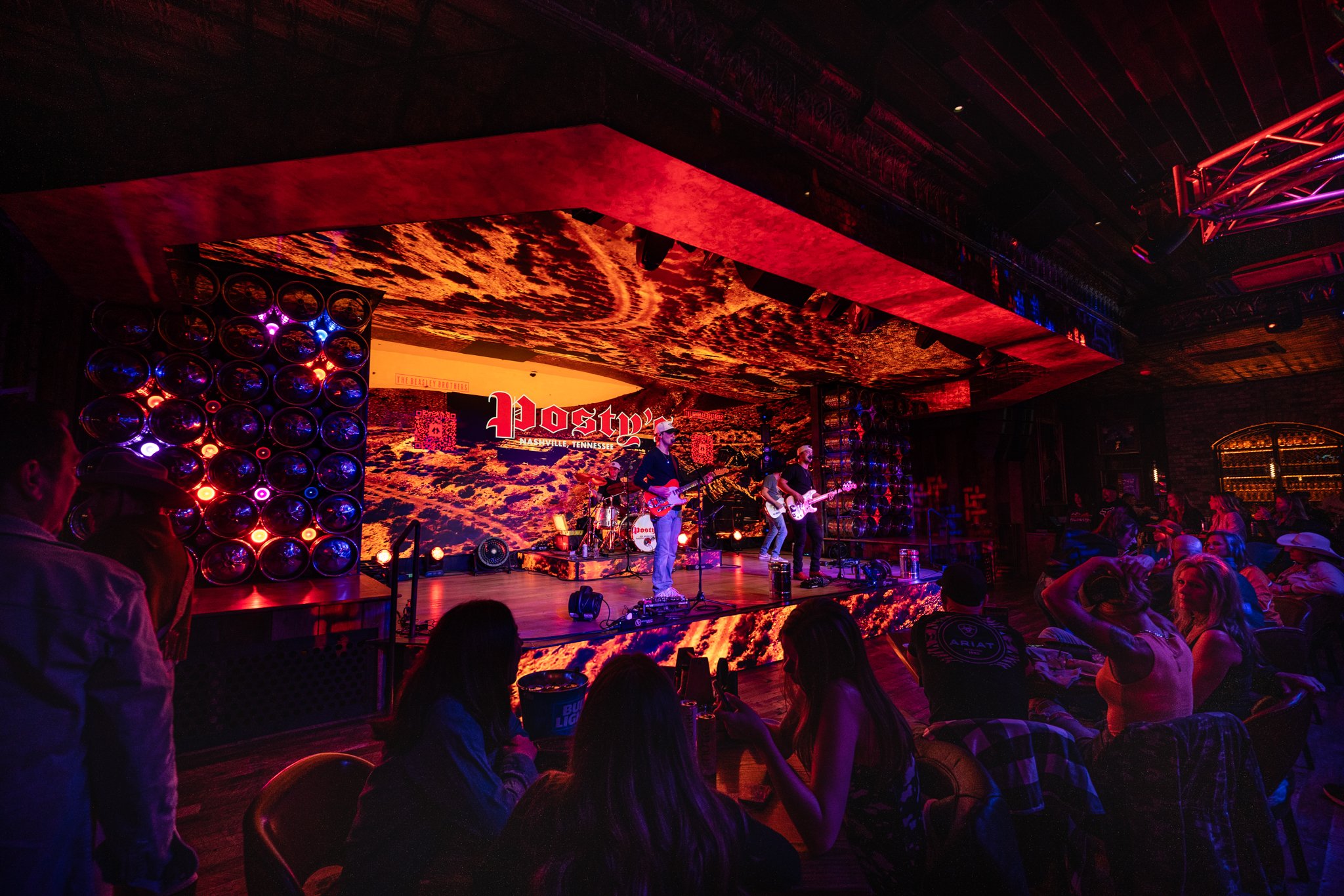 Main stage of Post Malone's Postys bar on Broadway in Nashville
