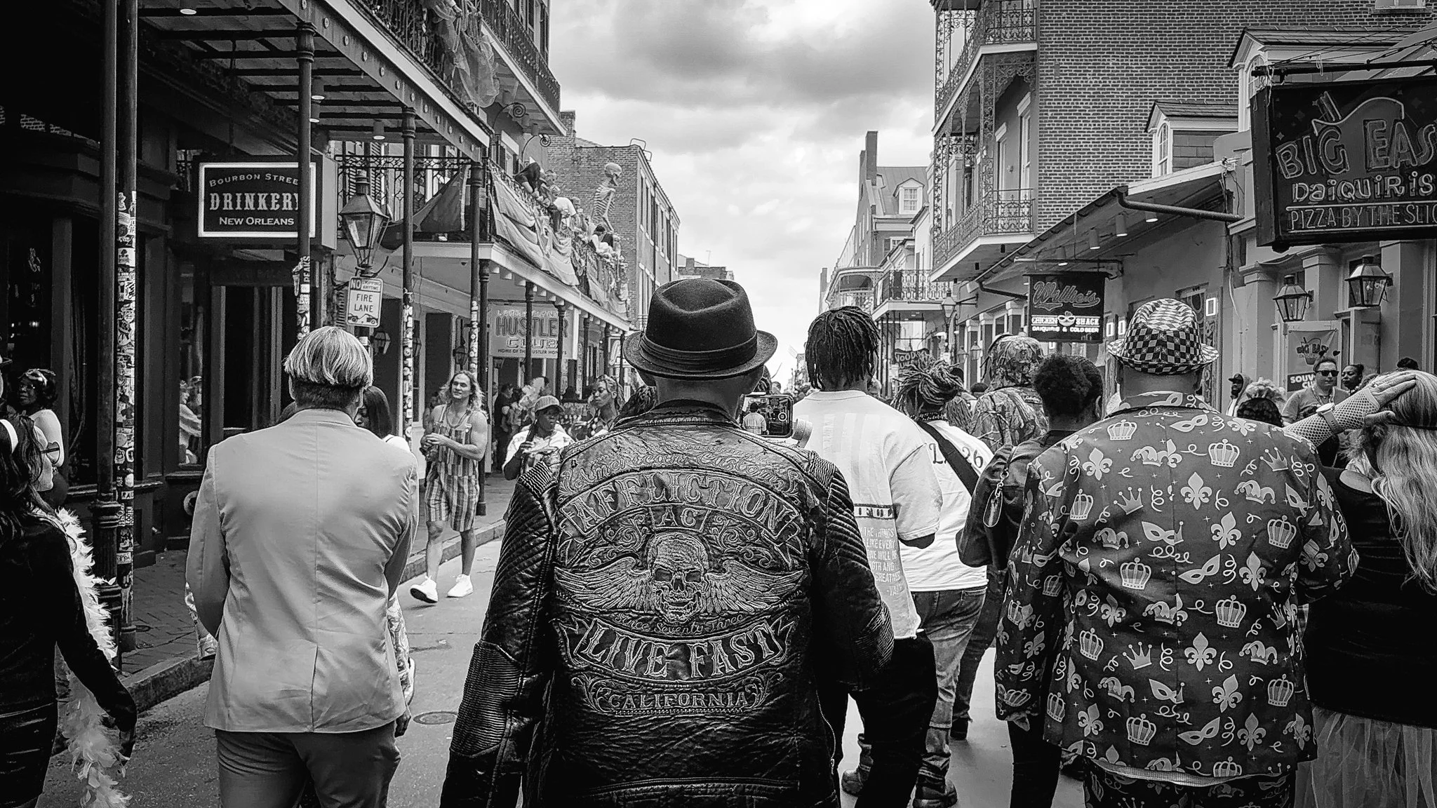 Jason Lanier enters Bourbon Street in New Orleans' French Quarter.