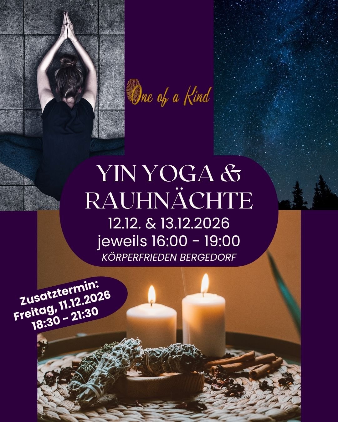 🌌 YIN YOGA &amp; ZAUBER DER RAUHN&Auml;CHTE 🌌 Special in der Vorweihnachtszeit

F&uuml;r mich sind die magischen Rauhn&auml;chte immer eine wunderbare Zeit zwischen den Jahren, um das Vergangene noch einmal Revue passieren zu lassen, zu reflektiere