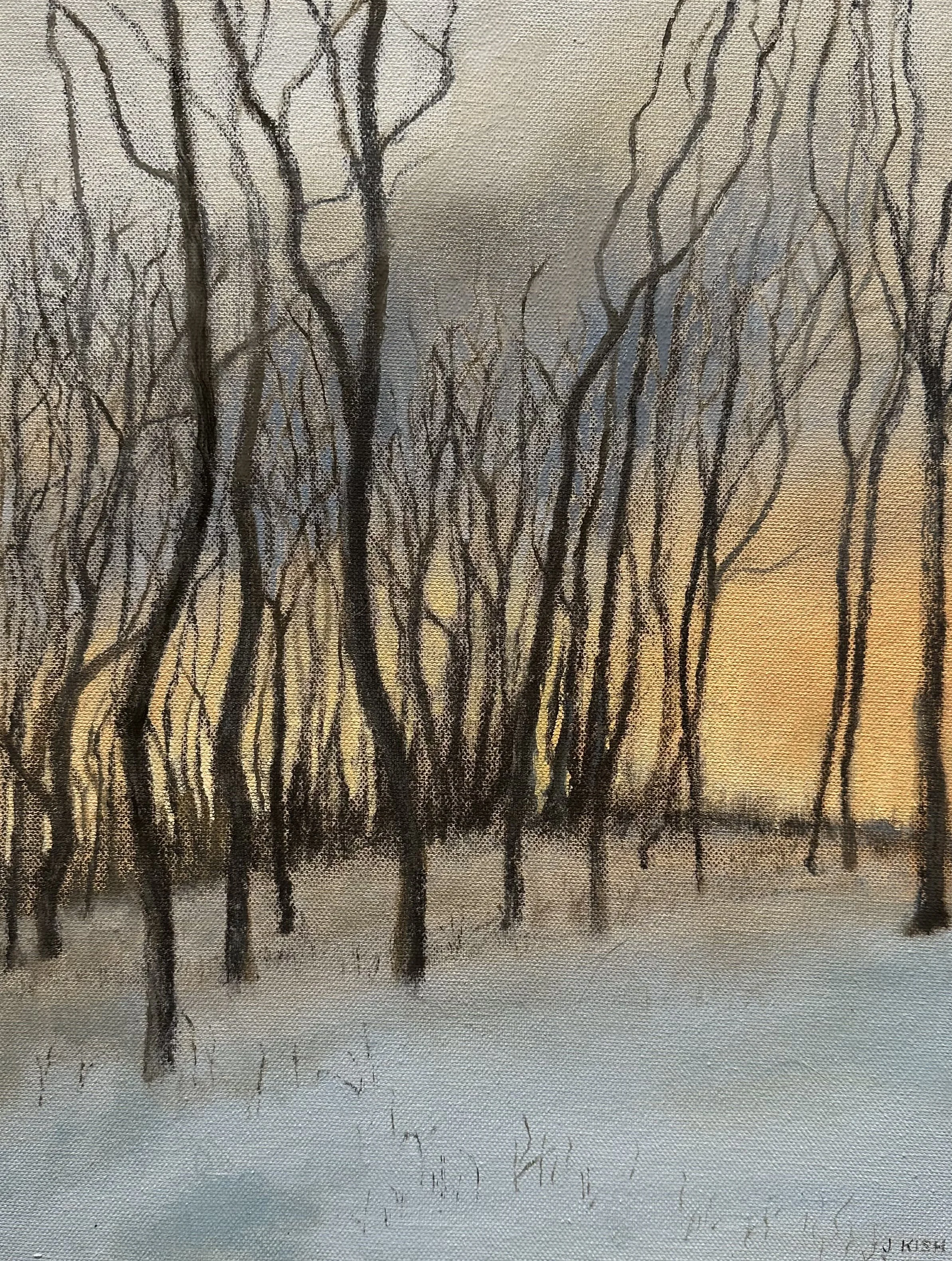 Climbing the Hill in Winter - 16" x 12" x 1"