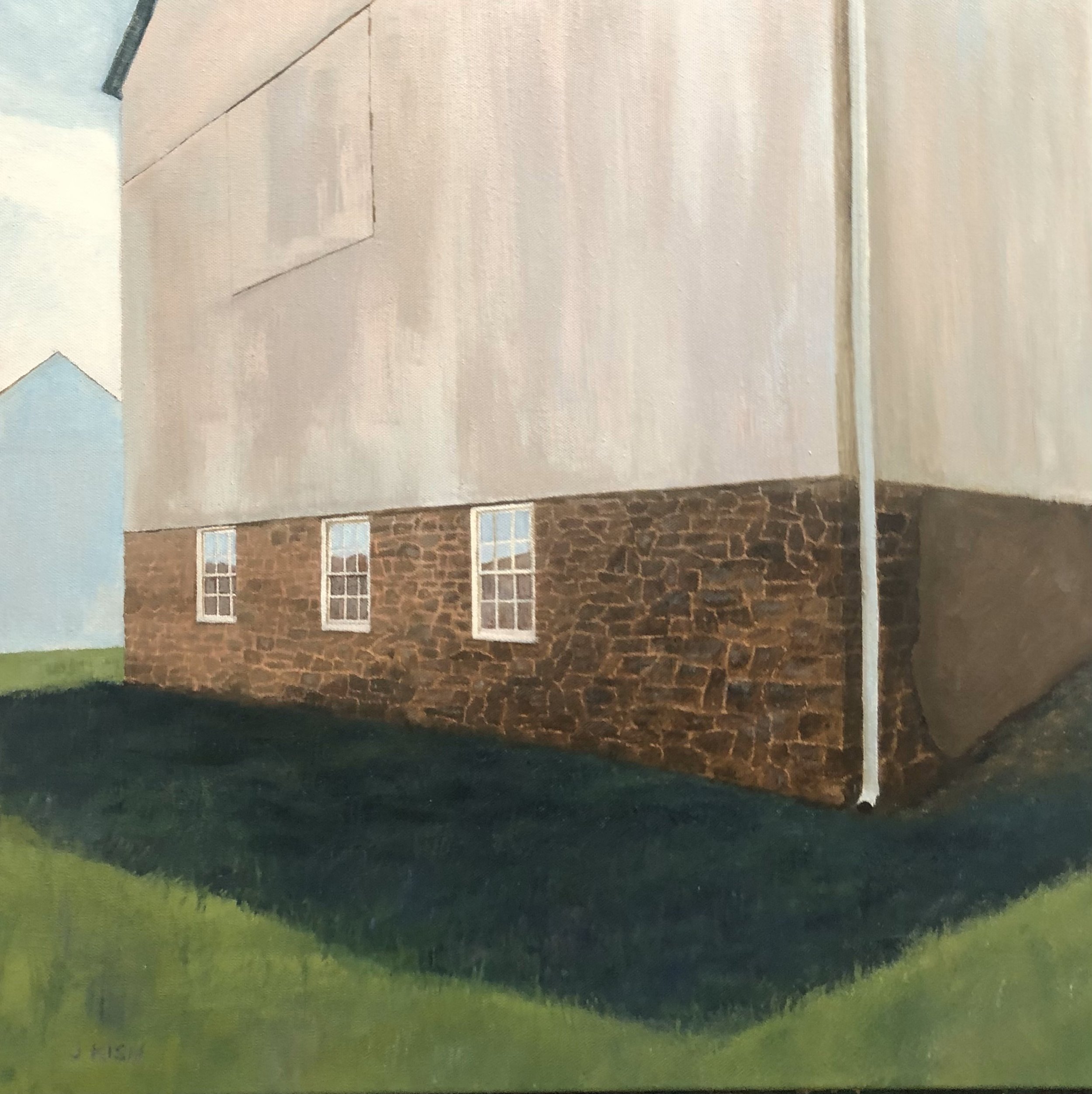 White Barn, 20 x 20, oil on canvas $1250. Contact the artist to purchase at jekish100@gmail.com
